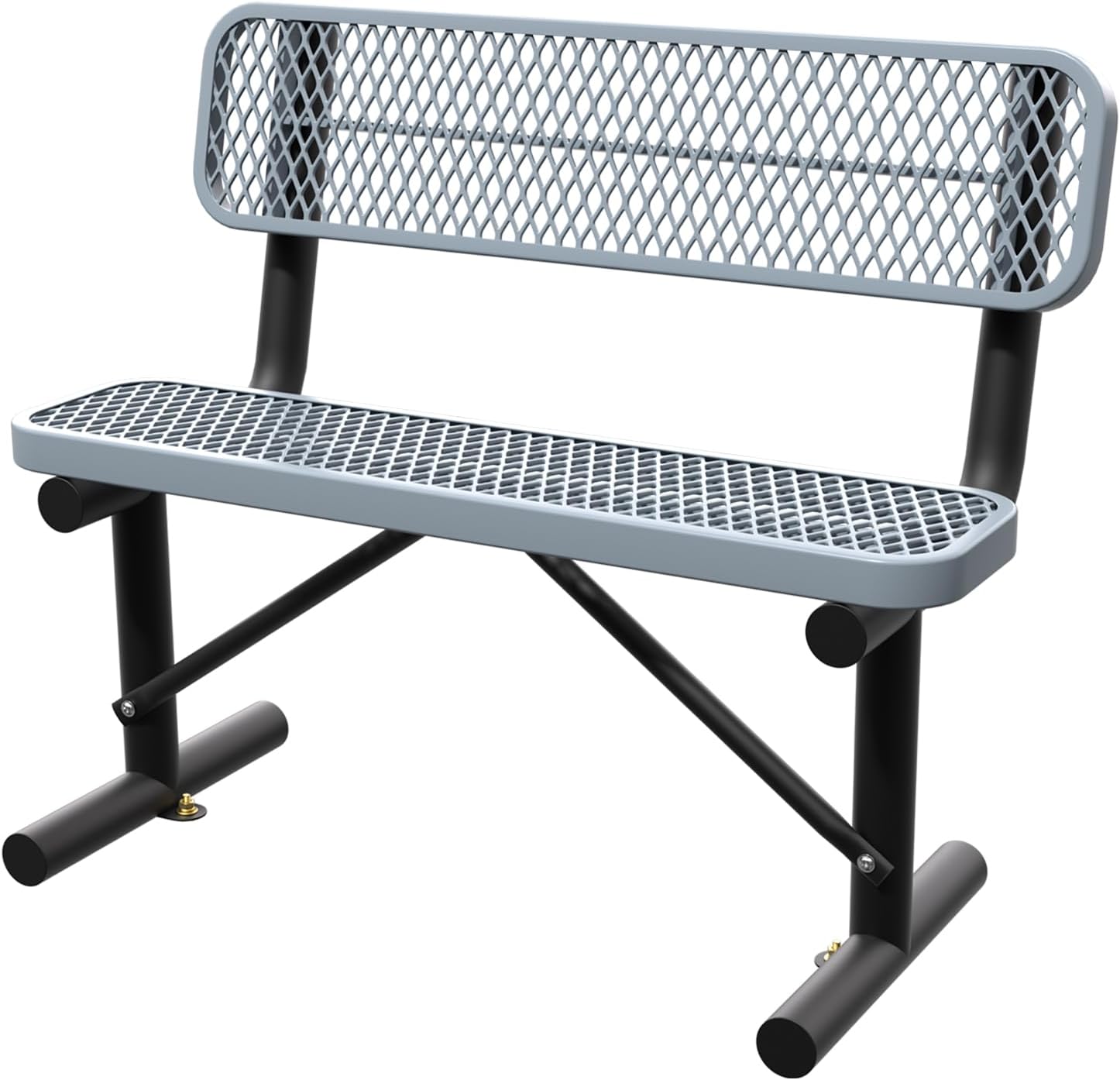 4 Feet Heavy Duty Metal Park Bench for Outside, Outdoor Bench with Backrest & Portable Frame