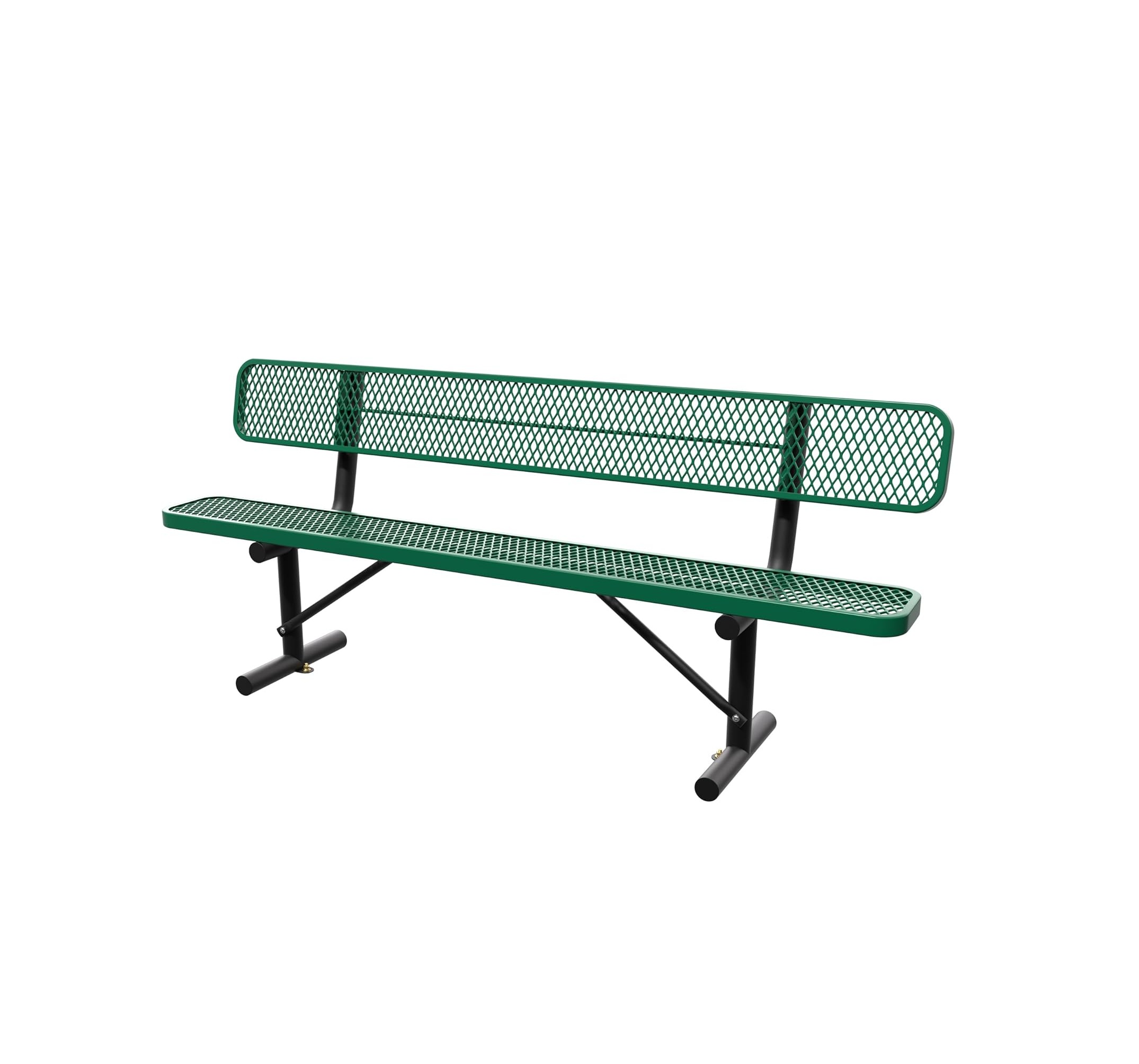 8 Feet Steel Park Bench for Outside, Outdoor Bench with Backrest & Portable Frame, Commercial Benches for Shopping Malls