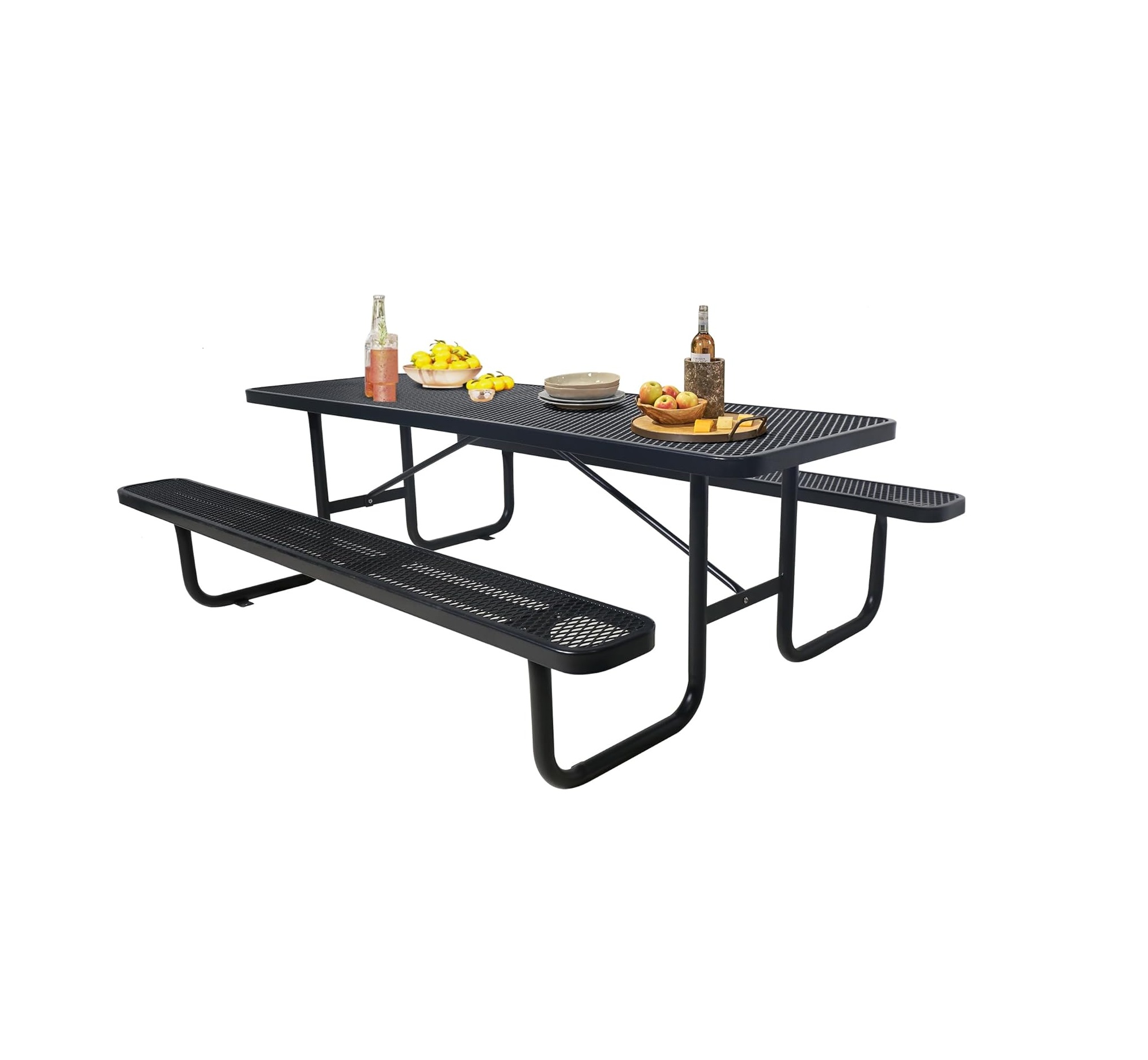 6FT Metal Picnic Tables for Outdoors, Commercial Rectangular Picnic Table and Bench Set for Outside