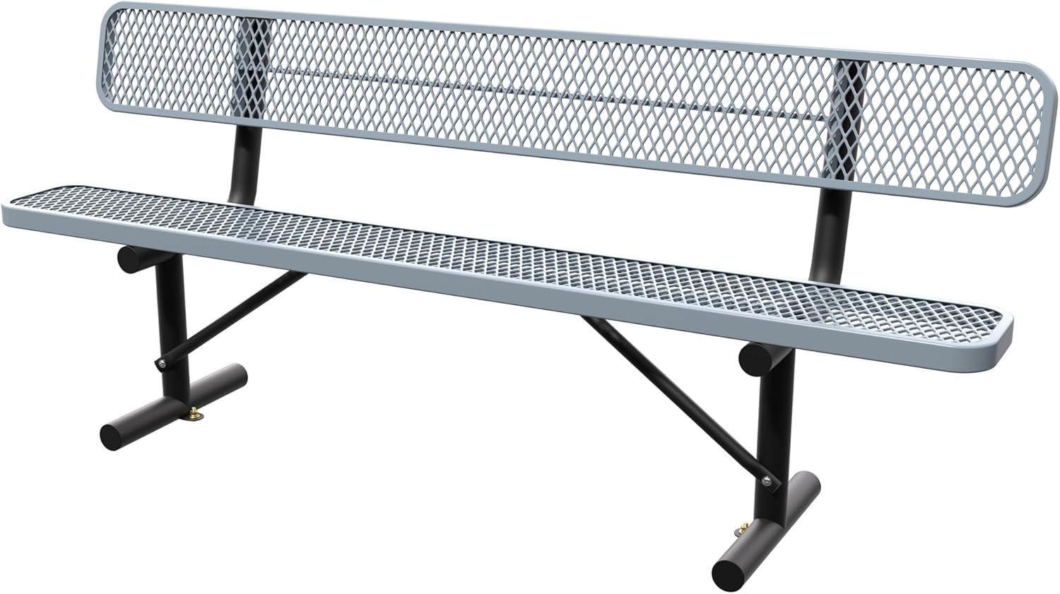 8 Feet Steel Park Bench for Outside, Outdoor Bench with Backrest & Portable Frame, Commercial Benches for Shopping Malls