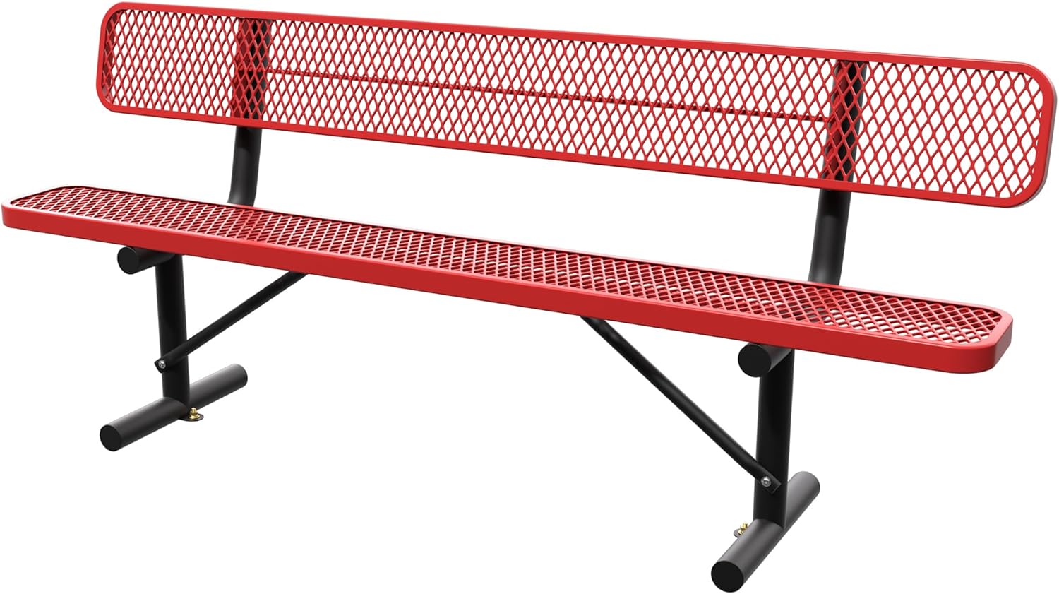 8 Feet Steel Park Bench for Outside, Outdoor Bench with Backrest & Portable Frame, Commercial Benches for Shopping Malls
