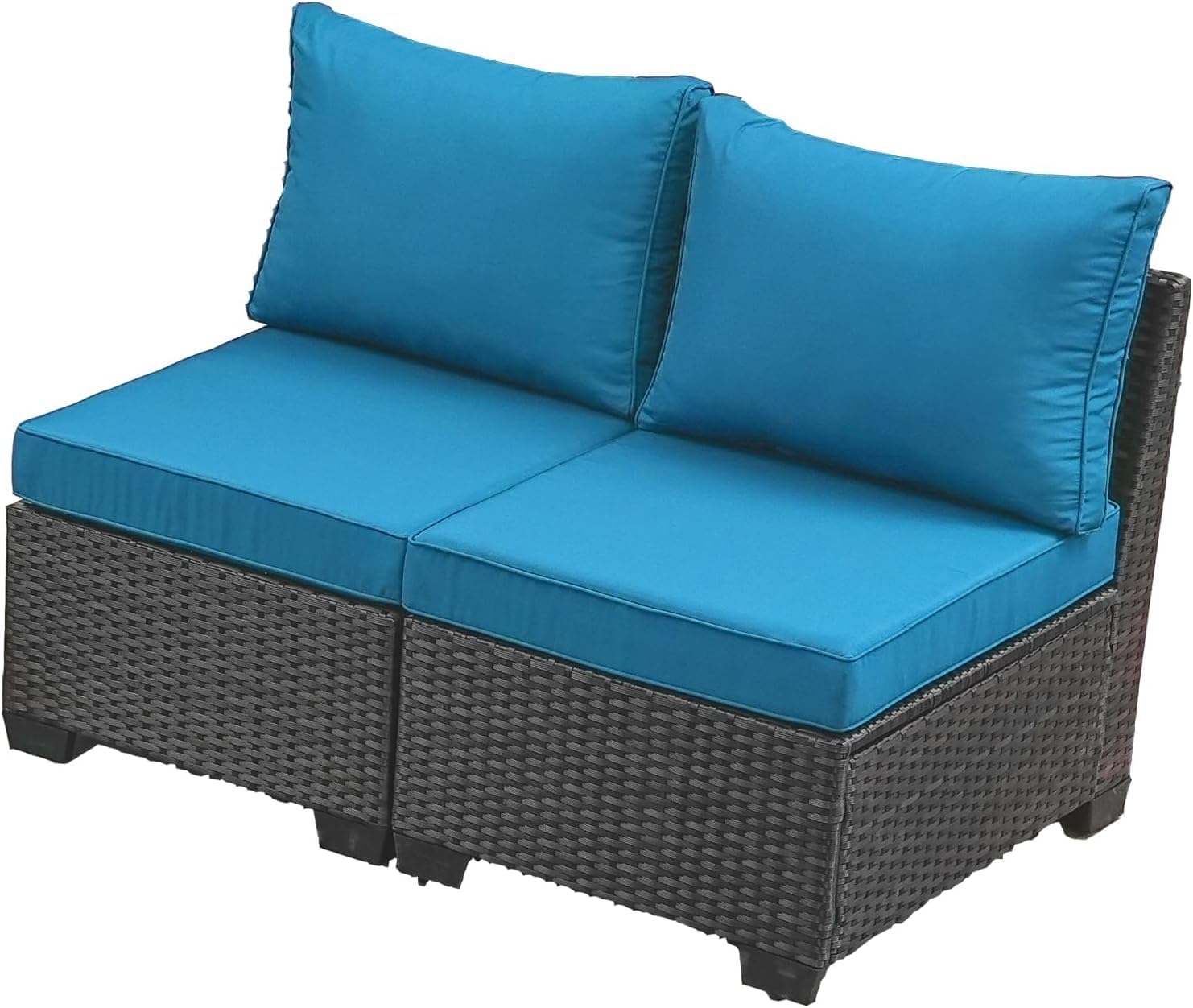 2 Piece Outdoor Wicker Armless Sofa