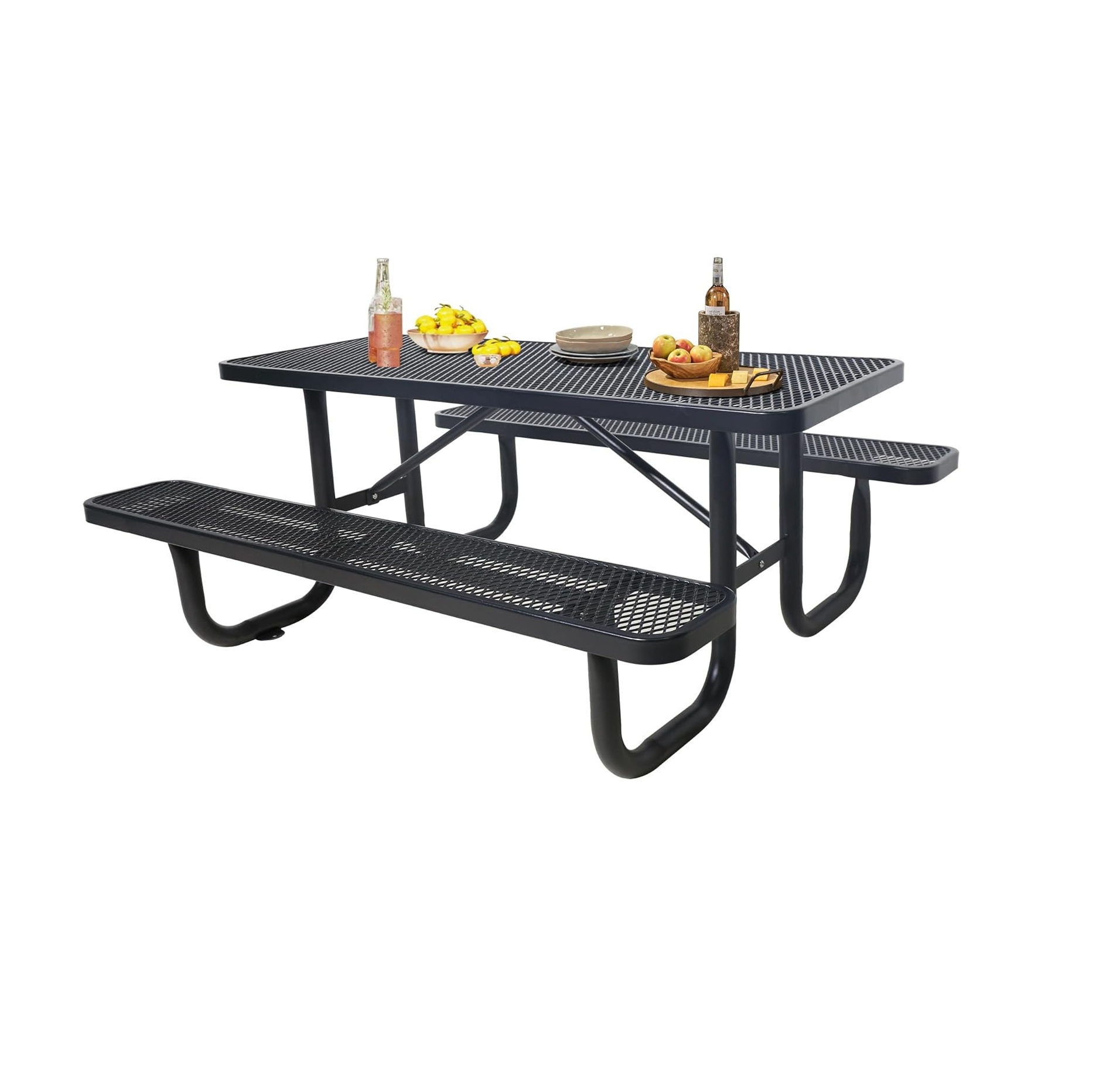 4FT Metal Picnic Tables for Outdoors, Commercial Rectangular Picnic Table and Bench Set for Outside