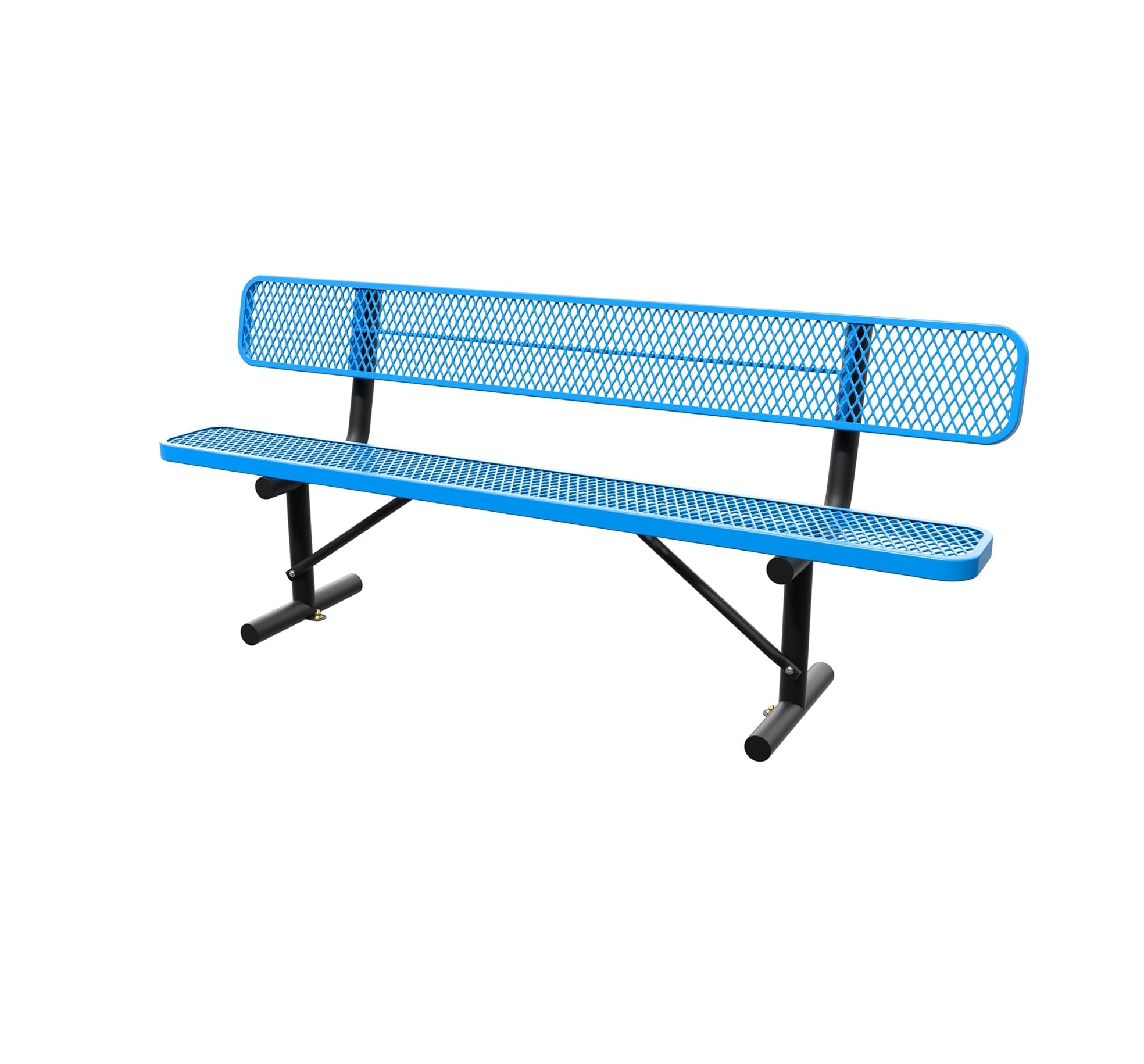 8 FT Steel Park Bench for Outside, Outdoor Bench with Backrest & Portable Frame, Thermoplastic Coating