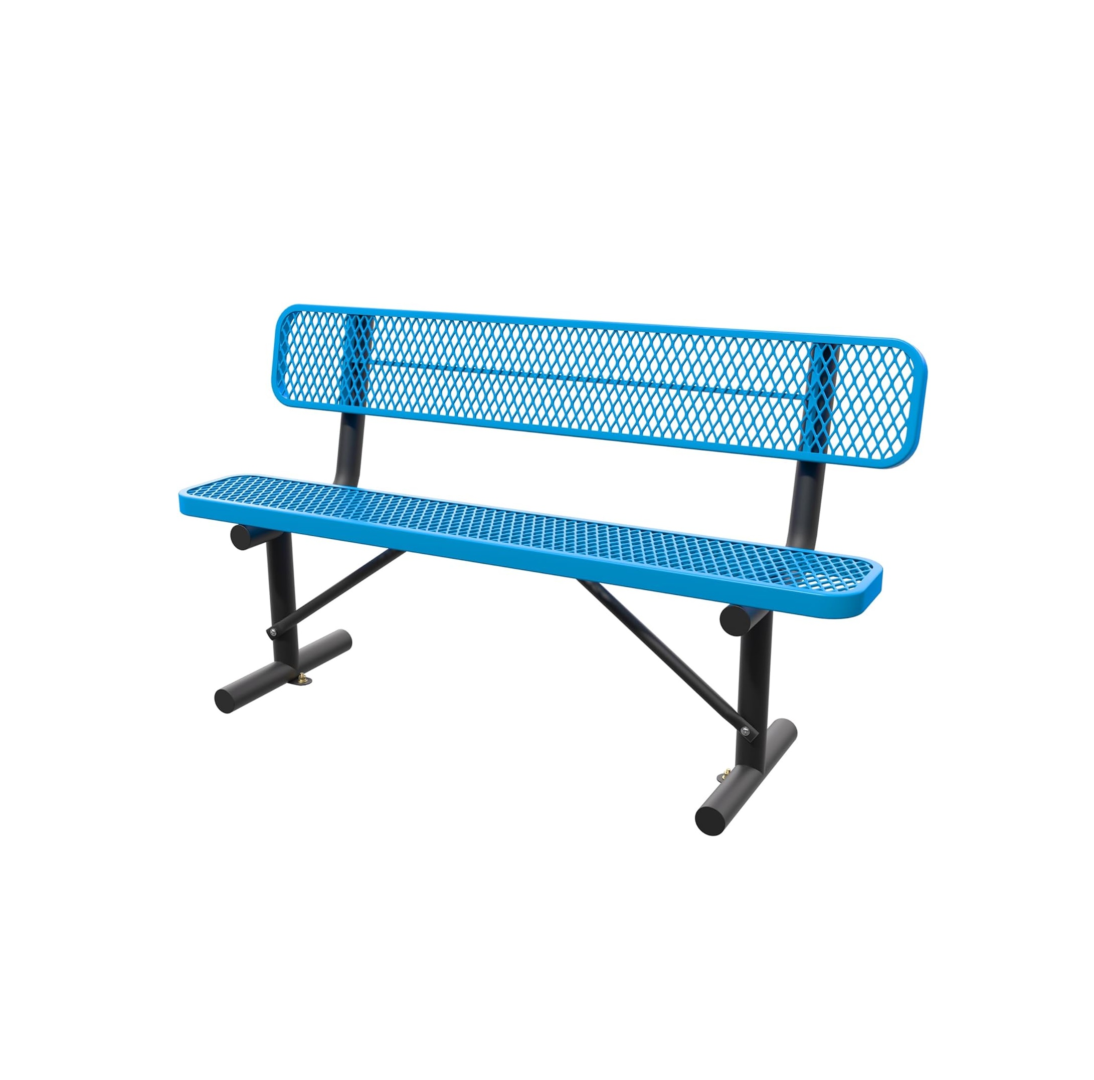 6 FT Steel Park Bench for Outside, Outdoor Bench with Backrest & Portable Frame, Thermoplastic Coating, Commercial Benches