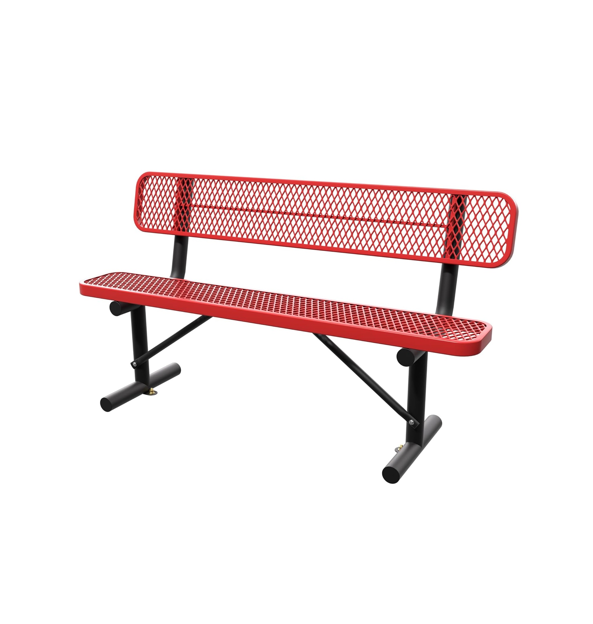 6 Feet Steel Park Bench for Outside, Outdoor Bench with Backrest & Portable Frame