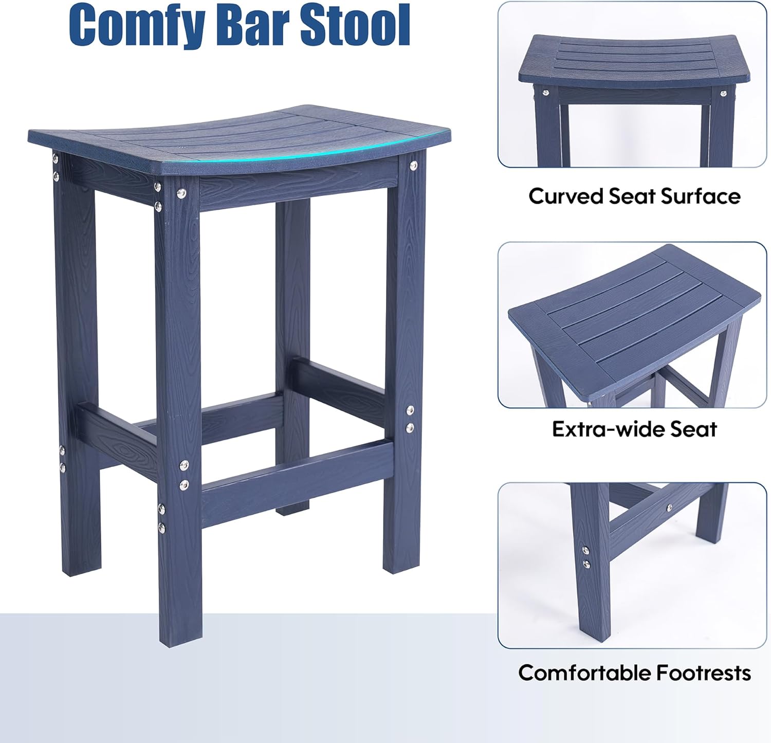 3Pcs HIPS Outdoor Patio Bar Set, All Weather HIPS Bar Table and Chairs Set for Outside, 55" Rectangular High Top Bar Table with 2 Bar Stools