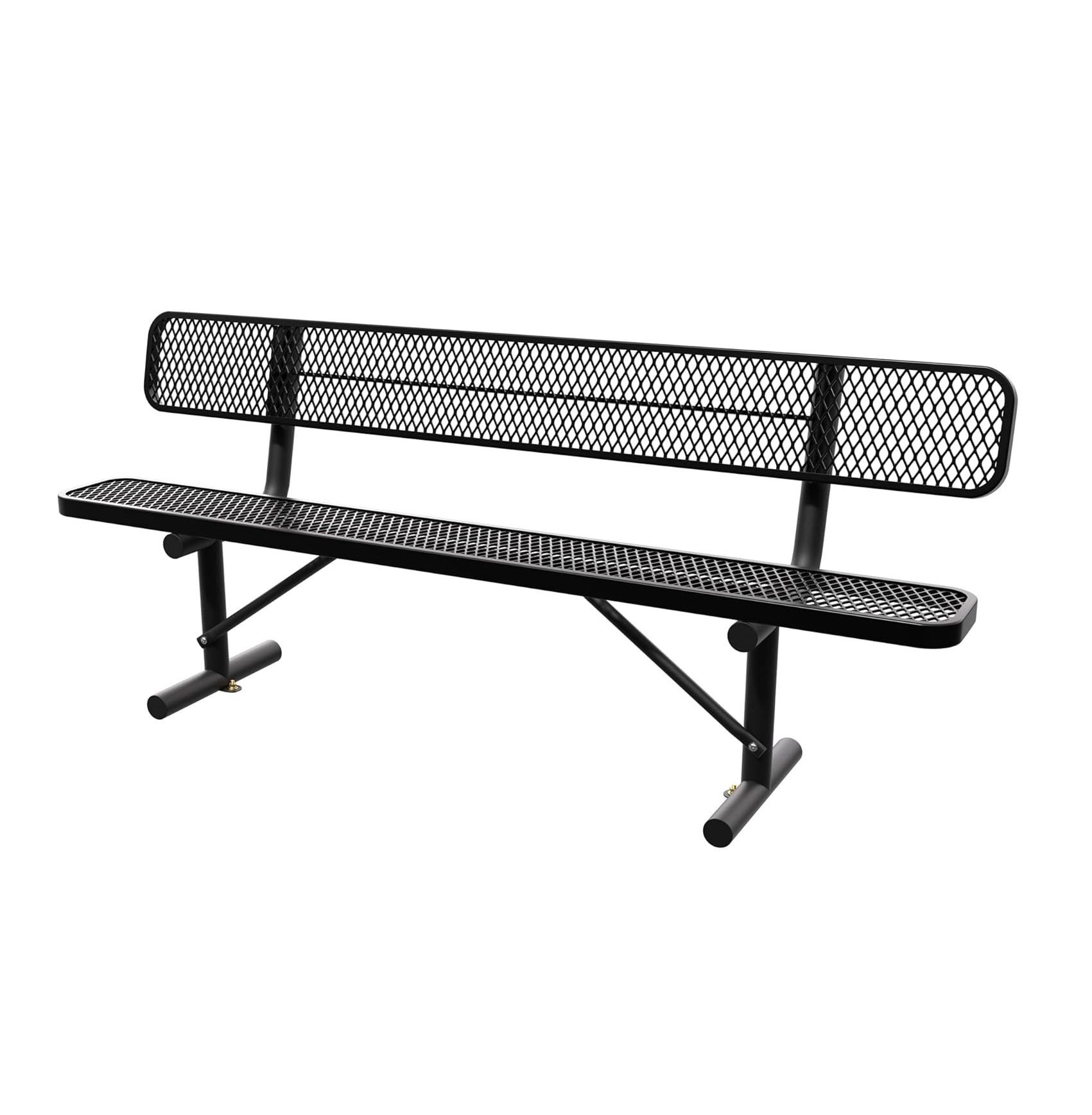 8 Feet Heavy Duty Metal Park Bench for Outside, Outdoor Bench with Backrest & Portable Frame