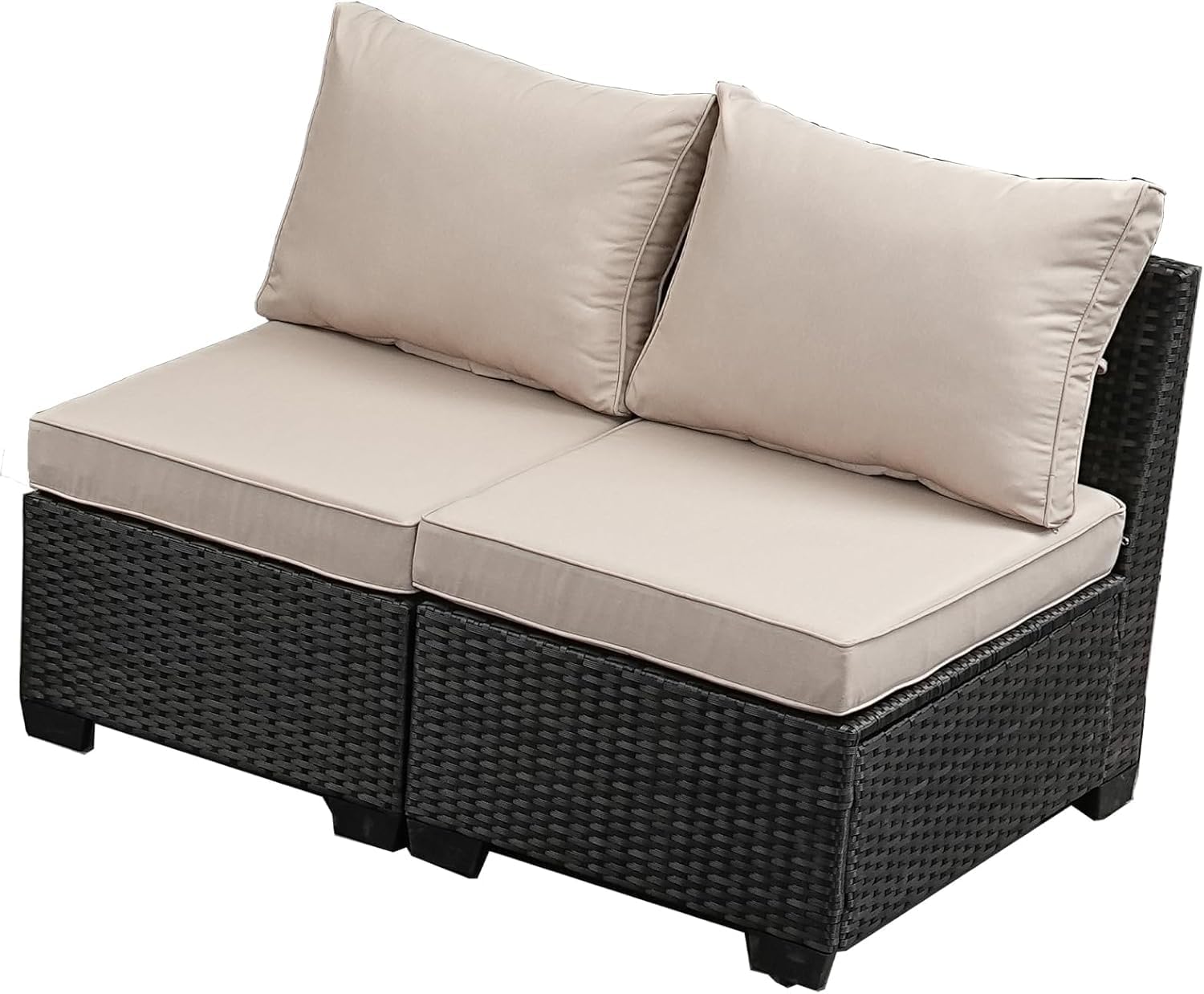 2 Piece Outdoor Wicker Armless Sofa