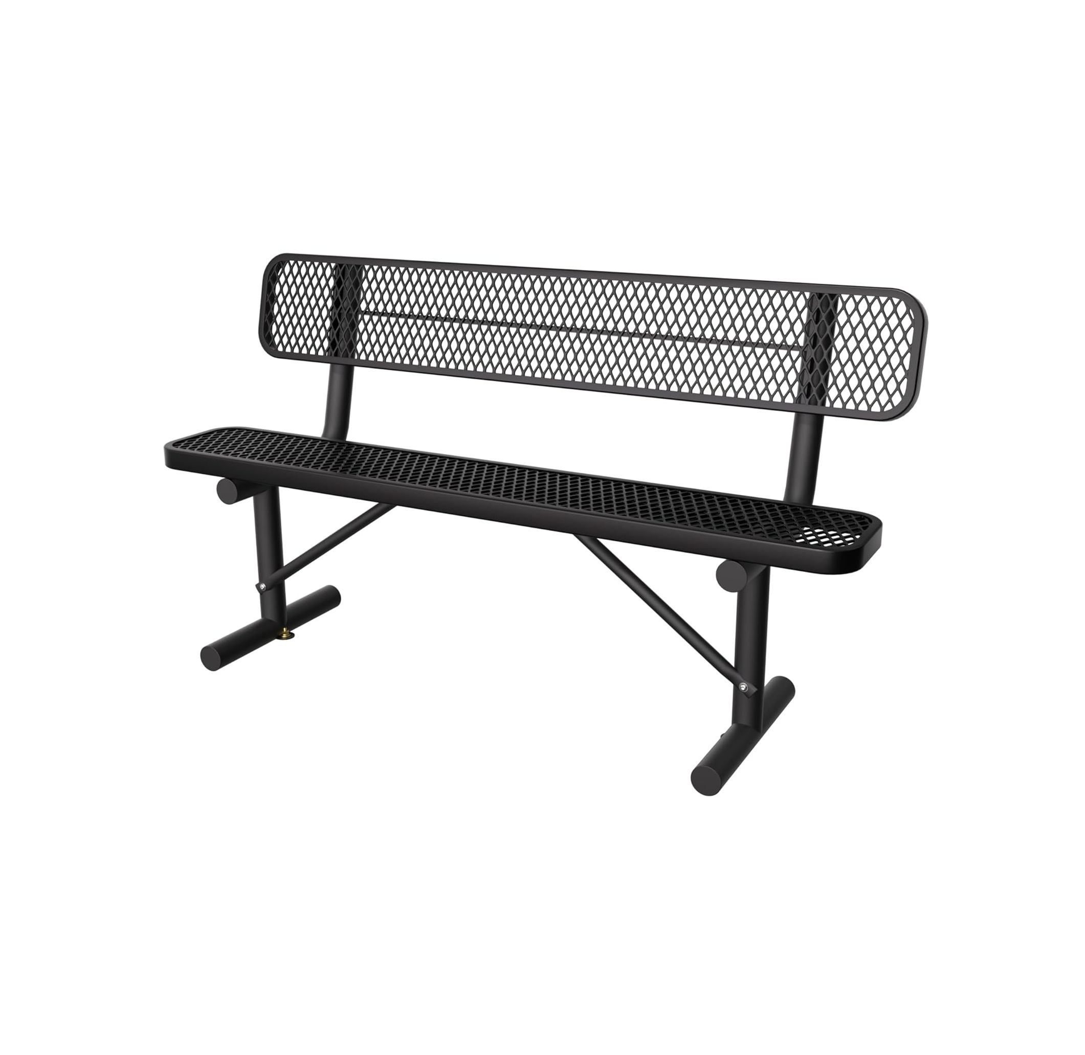 6 Feet Heavy Duty Metal Park Bench for Outside, Outdoor Bench with Backrest & Portable Frame