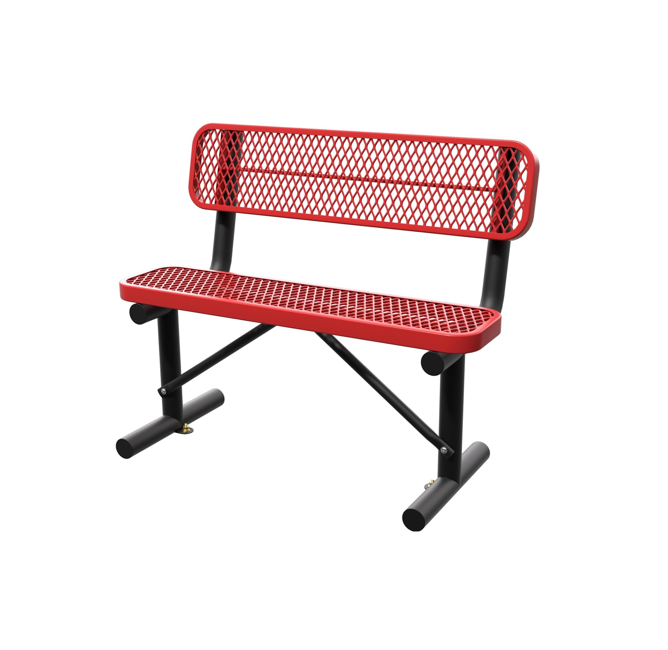 4 Feet Steel Park Bench for Outside, Outdoor Bench with Backrest & Portable Frame, Commercial Benches