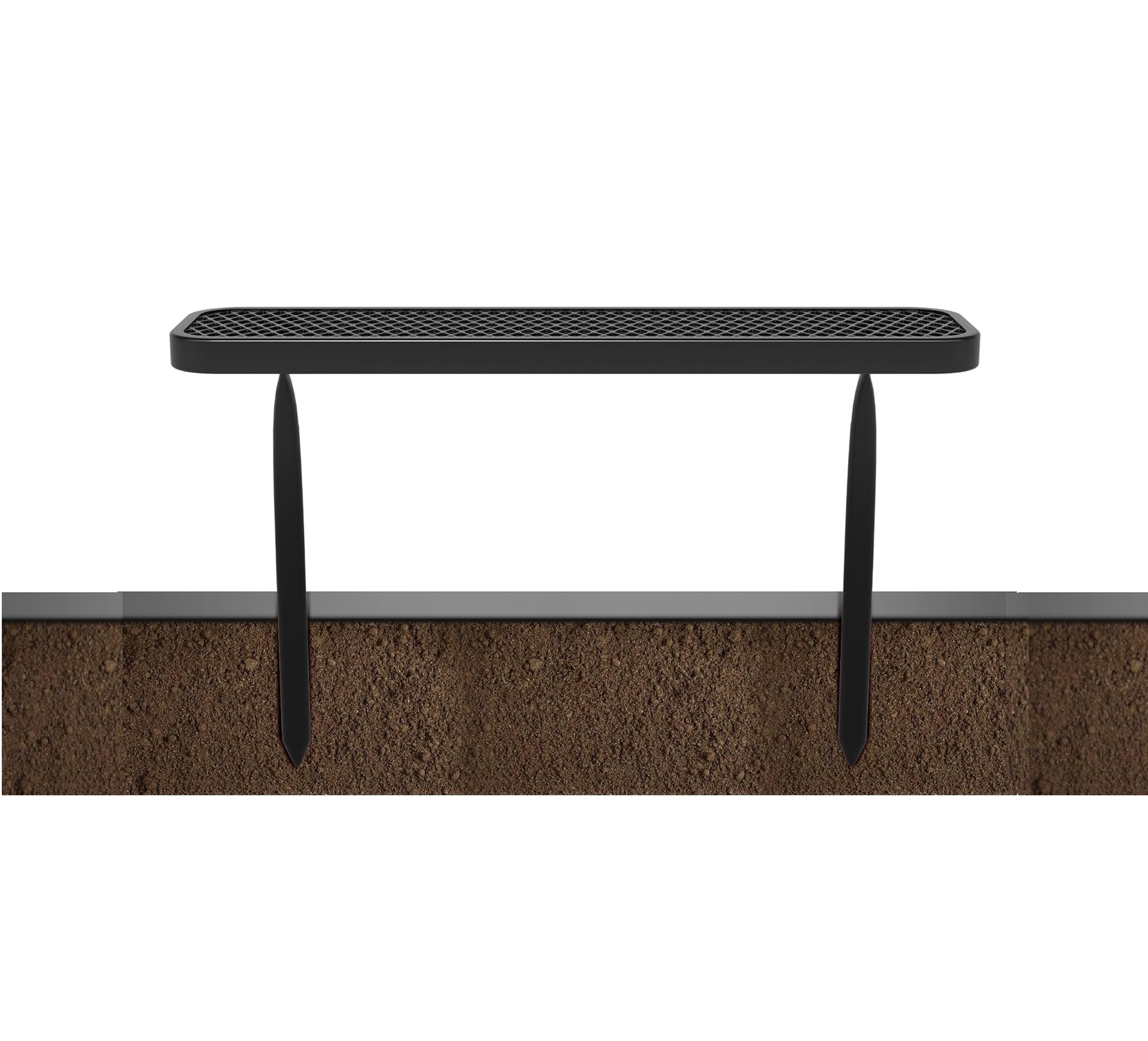 4 FT Heavy Duty Metal Park Bench for Outside, Outdoor Backless Bench with Thermoplastic Coating