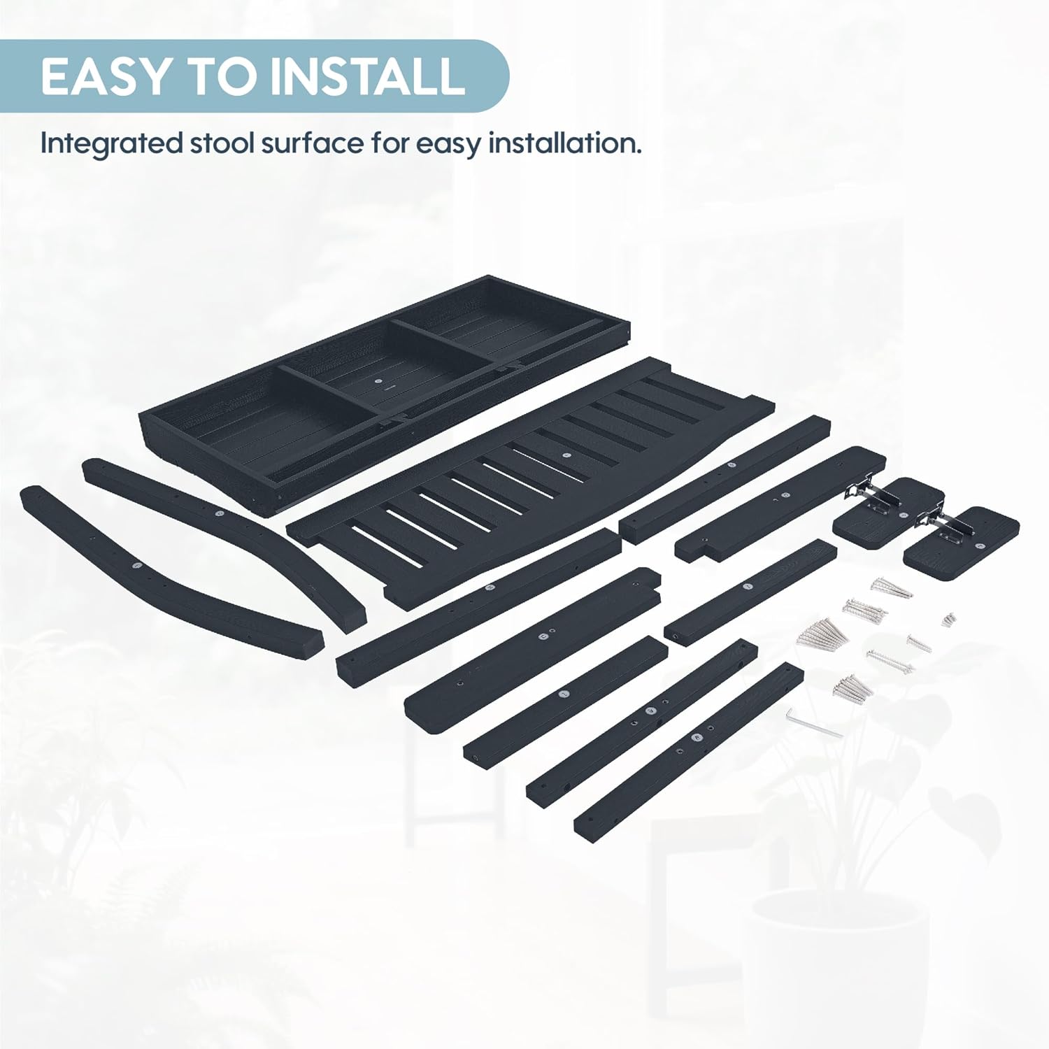 2-Person HIPS Outdoor Bench, Weatherproof Garden Bench with 800 lbs Weight Capacity, Artificial Wood Grains