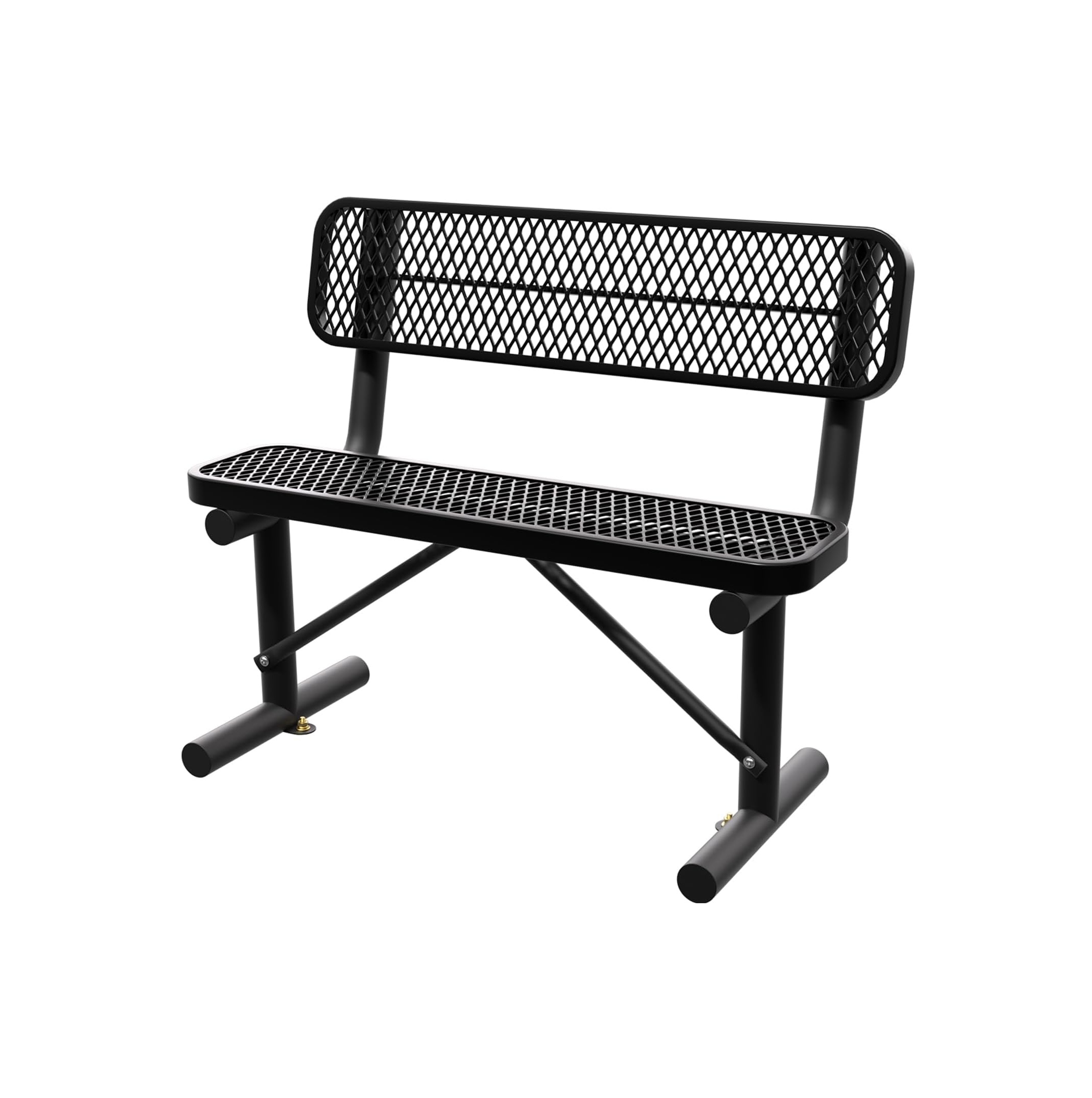 4 Feet Heavy Duty Metal Park Bench for Outside, Outdoor Bench with Backrest & Portable Frame