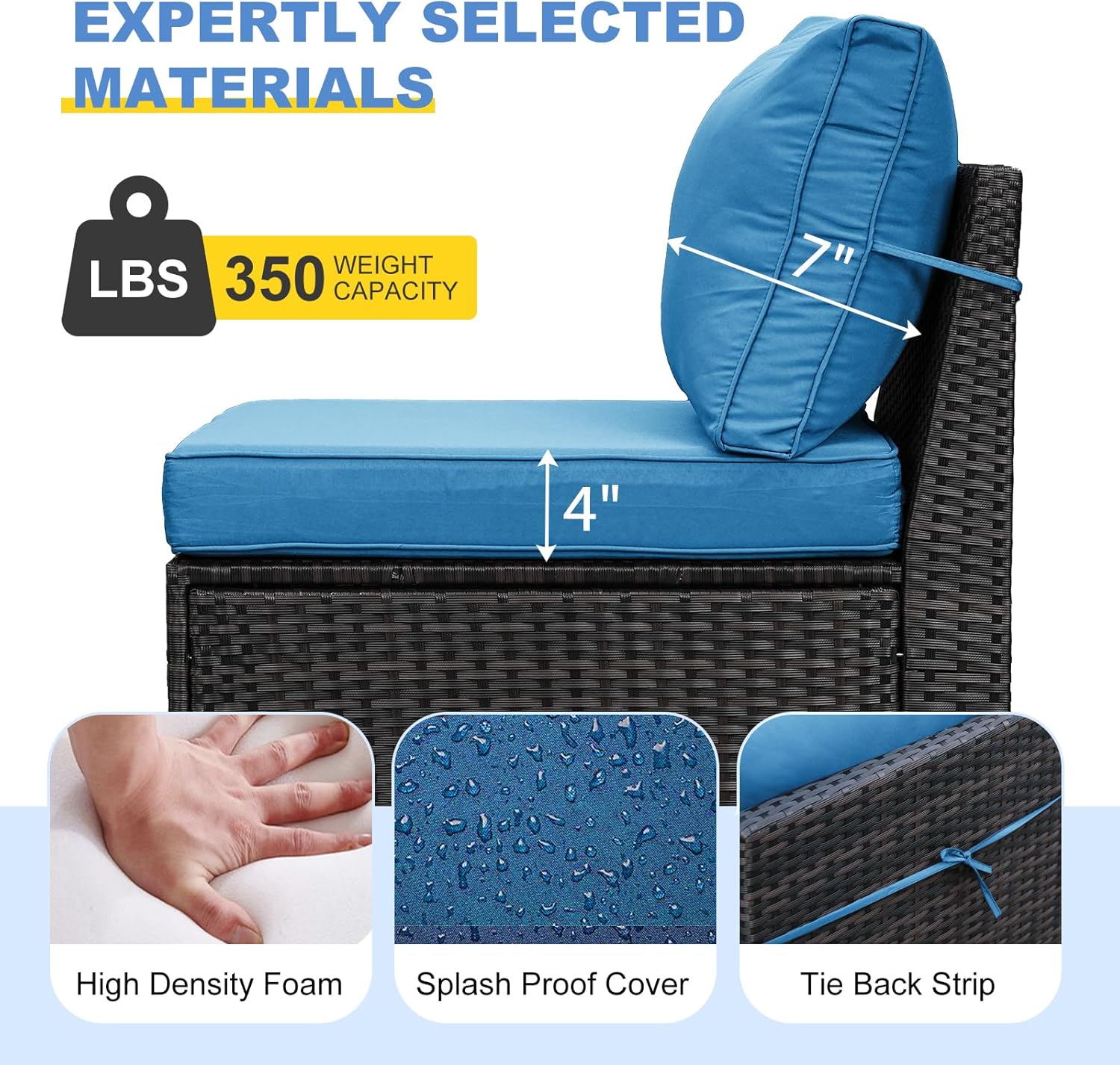 2 Piece Outdoor Wicker Armless Sofa