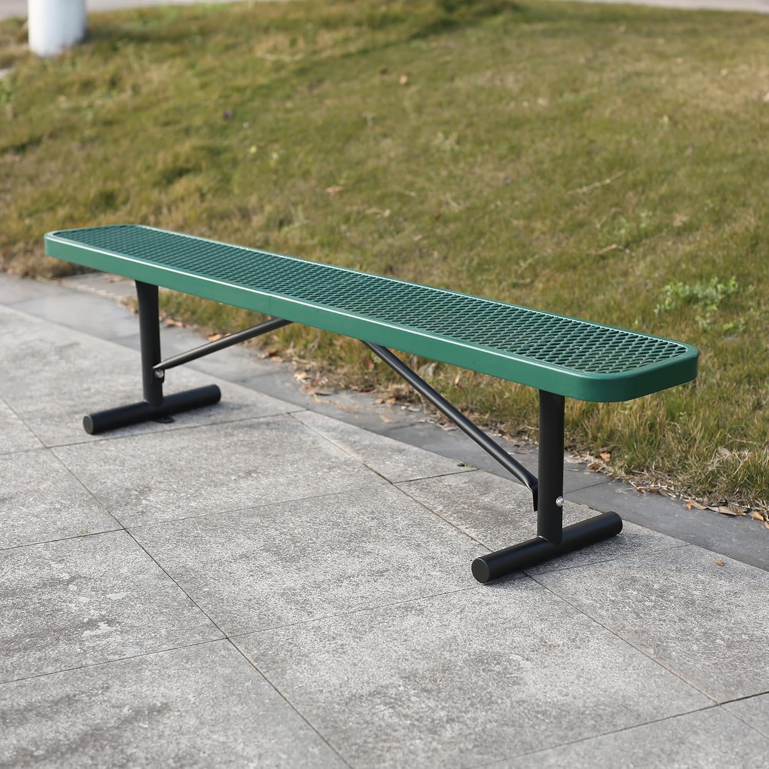 6 Feet Heavy Duty Metal Park Bench for Outside, Outdoor Bench with Portable Frame, Commercial Benches for Shopping Mall, Store, Park, Patio, Deck