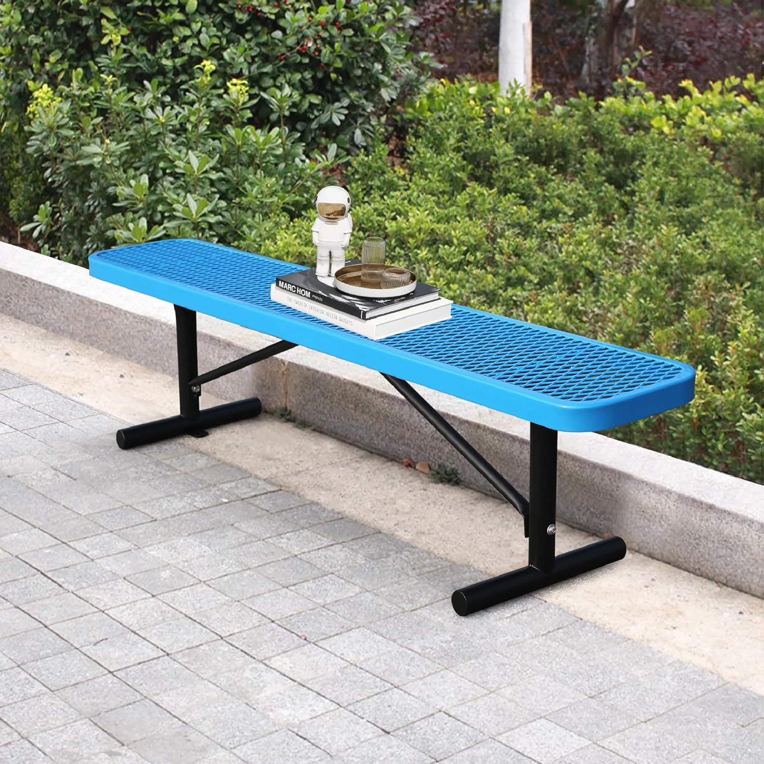 6 Feet Heavy Duty Metal Park Bench for Outside, Outdoor Bench with Portable Frame, Commercial Benches