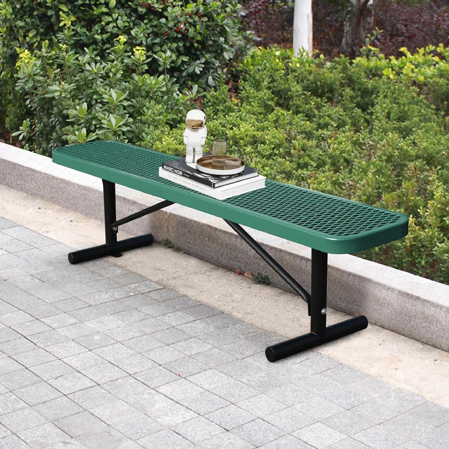 6 Feet Heavy Duty Metal Park Bench for Outside, Outdoor Bench with Portable Frame, Commercial Benches for Shopping Mall, Store, Park, Patio, Deck