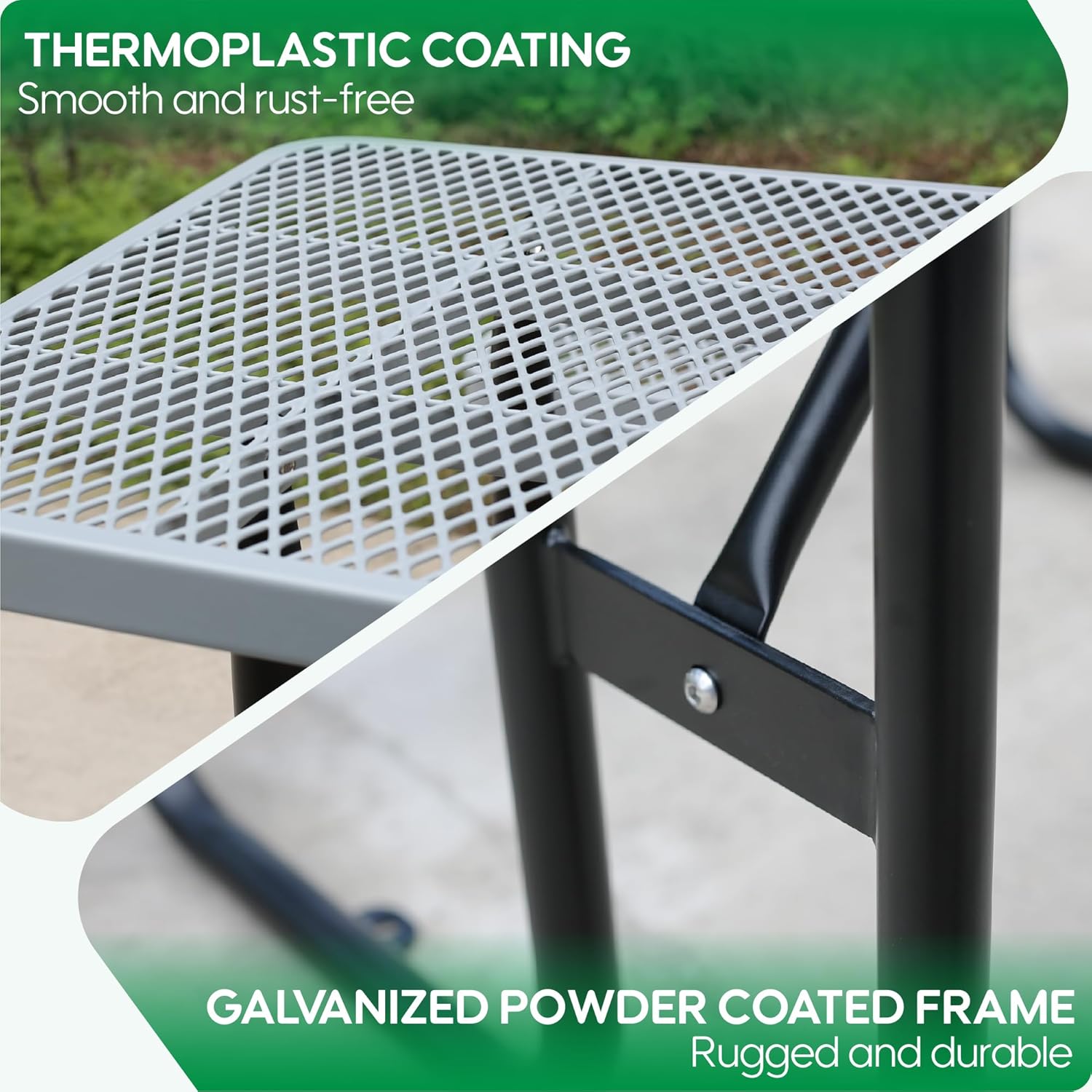 4FT Metal Picnic Tables for Outdoors, Commercial Rectangular Picnic Table and Bench Set