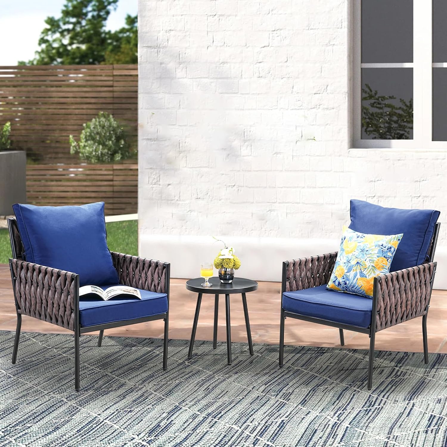 3-Piece Wider Outdoor Metal Seating Sofa with High Back