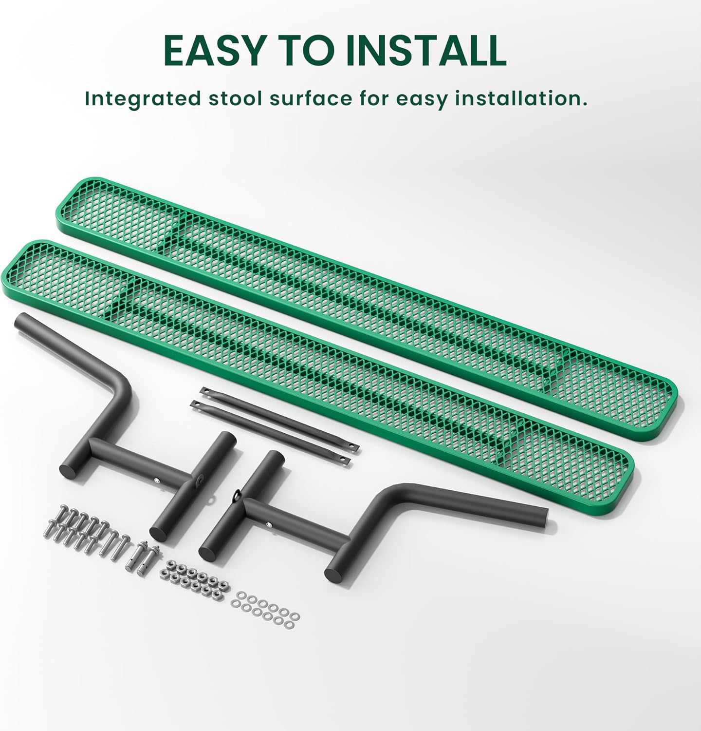 8 Feet Steel Park Bench for Outside, Outdoor Bench with Backrest & Portable Frame, Commercial Benches for Shopping Malls