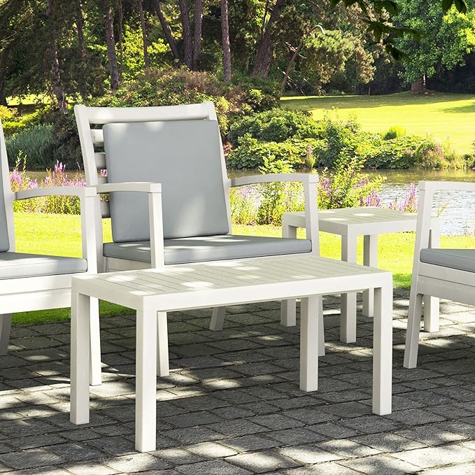 White resin patio deals table