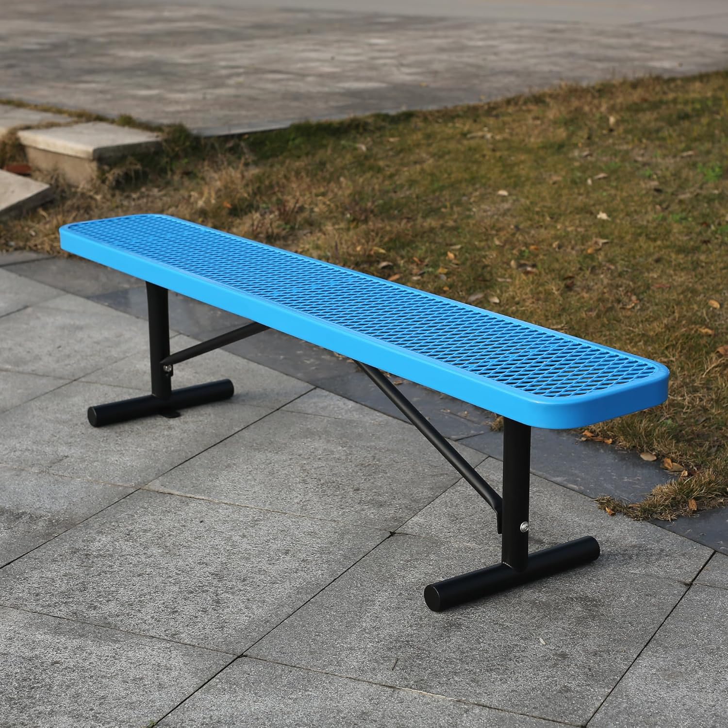 6 Feet Heavy Duty Metal Park Bench for Outside, Outdoor Bench with Portable Frame, Commercial Benches