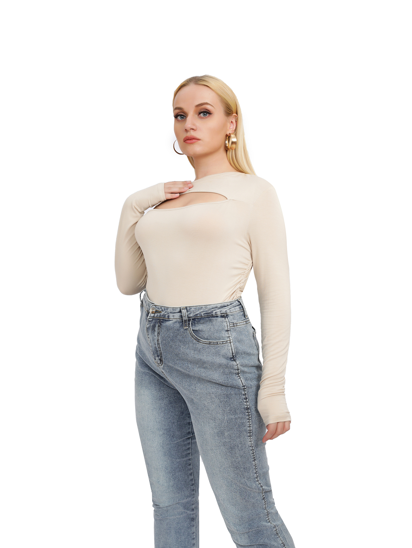 PLUS SIZE WOMEN Tops  Long Sleeve Shirts  Bodycon Blouse 