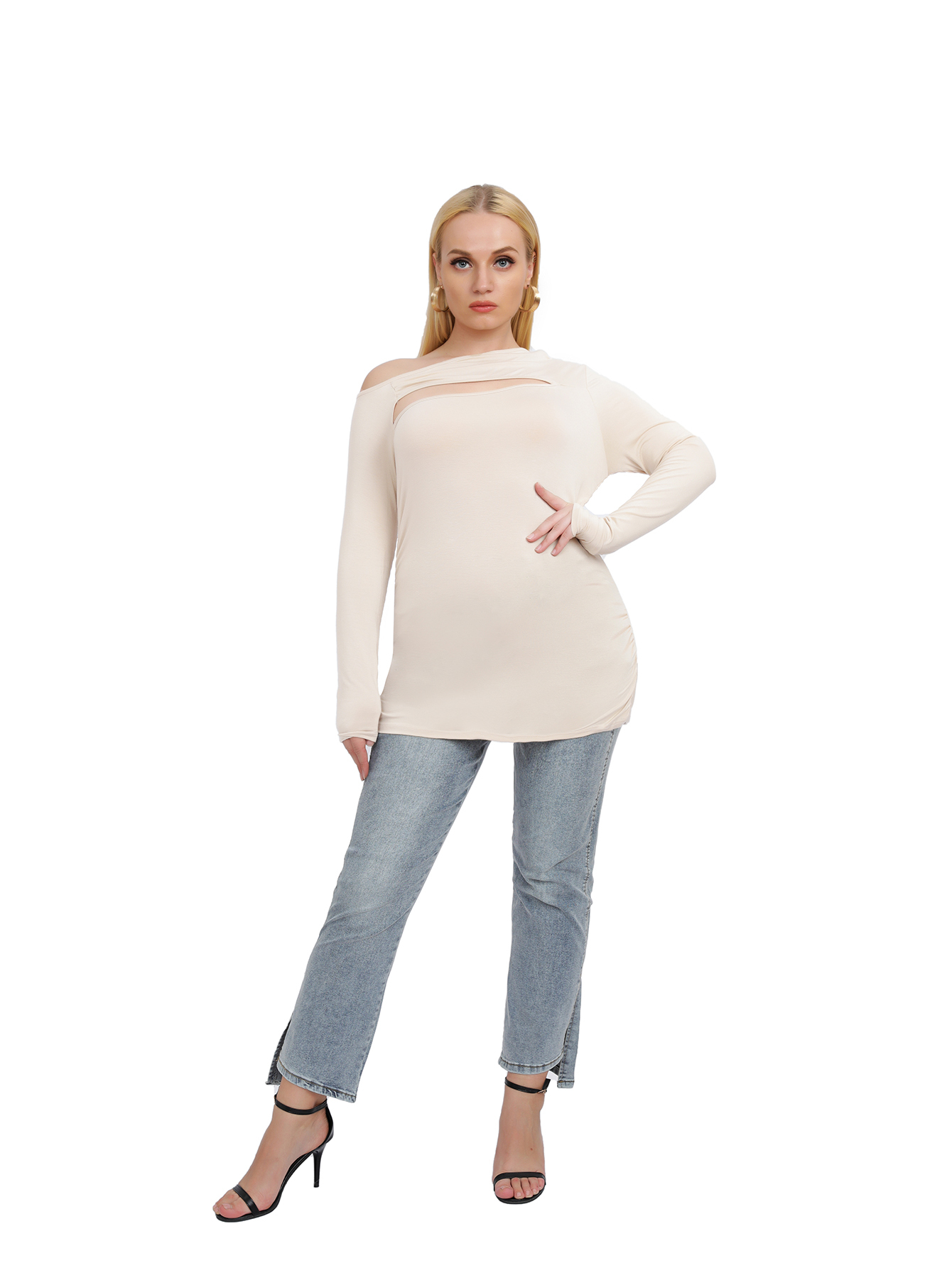 PLUS SIZE WOMEN Tops  Long Sleeve Shirts  Bodycon Blouse 