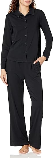 a Women's Relaxed-Fit Cotton Modal Pajama Long-Sleeve Shirt and Pants 