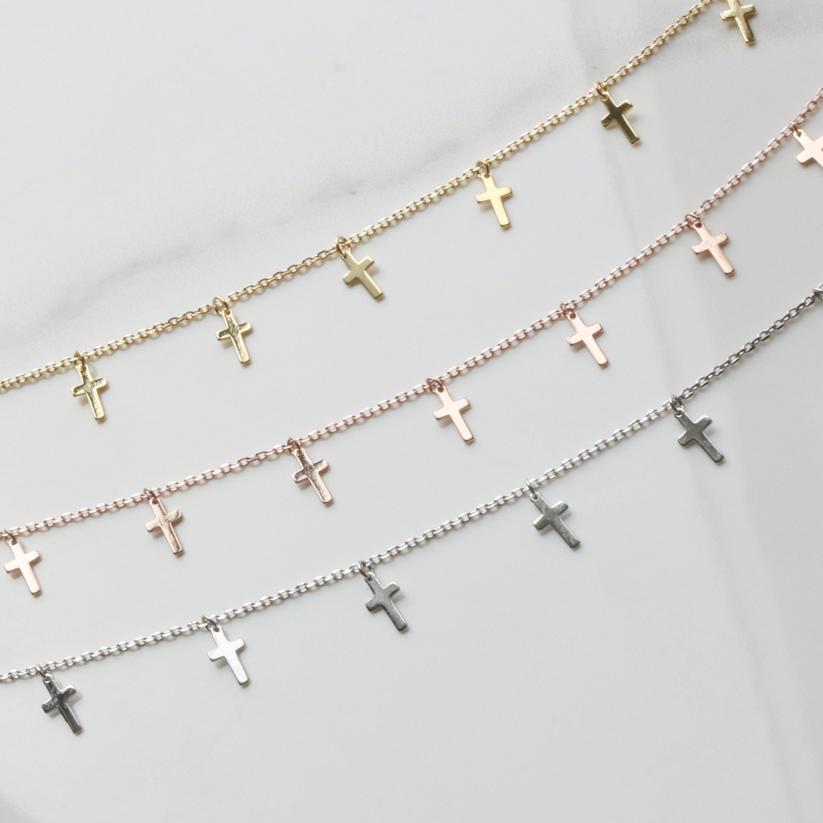 Cross drop necklace