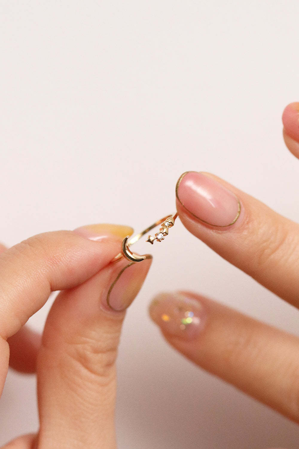 Mini moon star ring