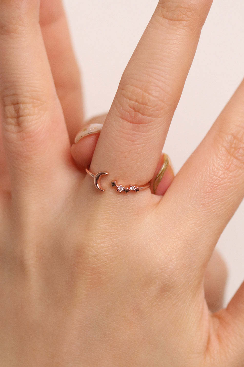 Mini moon star ring