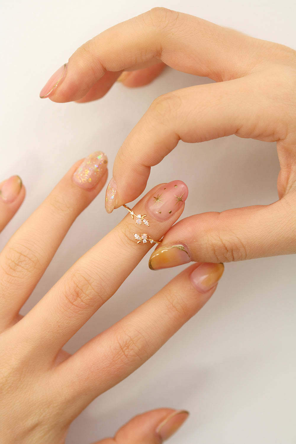 Rose quartz branch ring