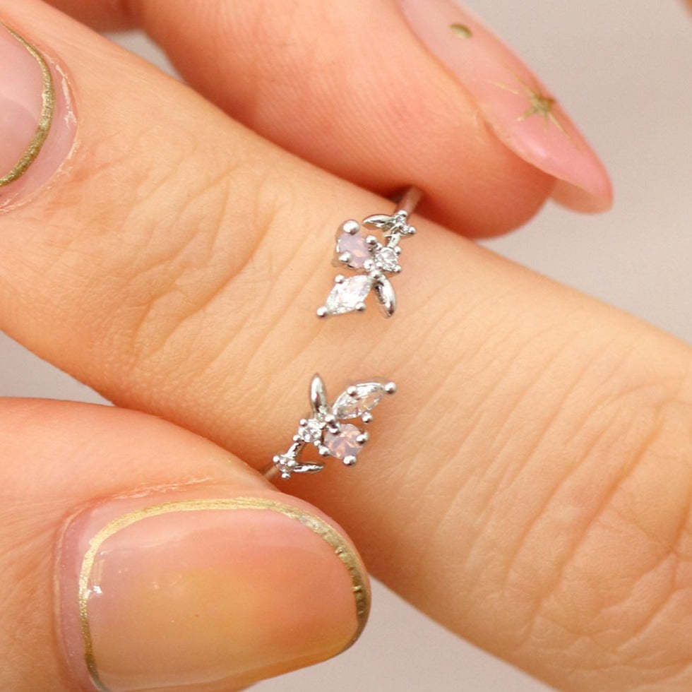 Rose quartz branch ring