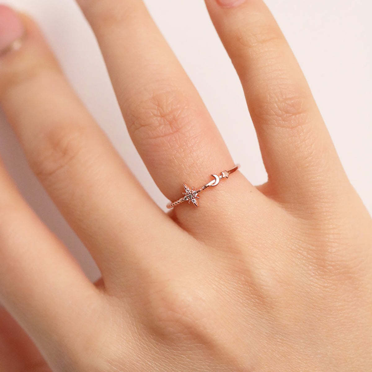 Moon and star ring