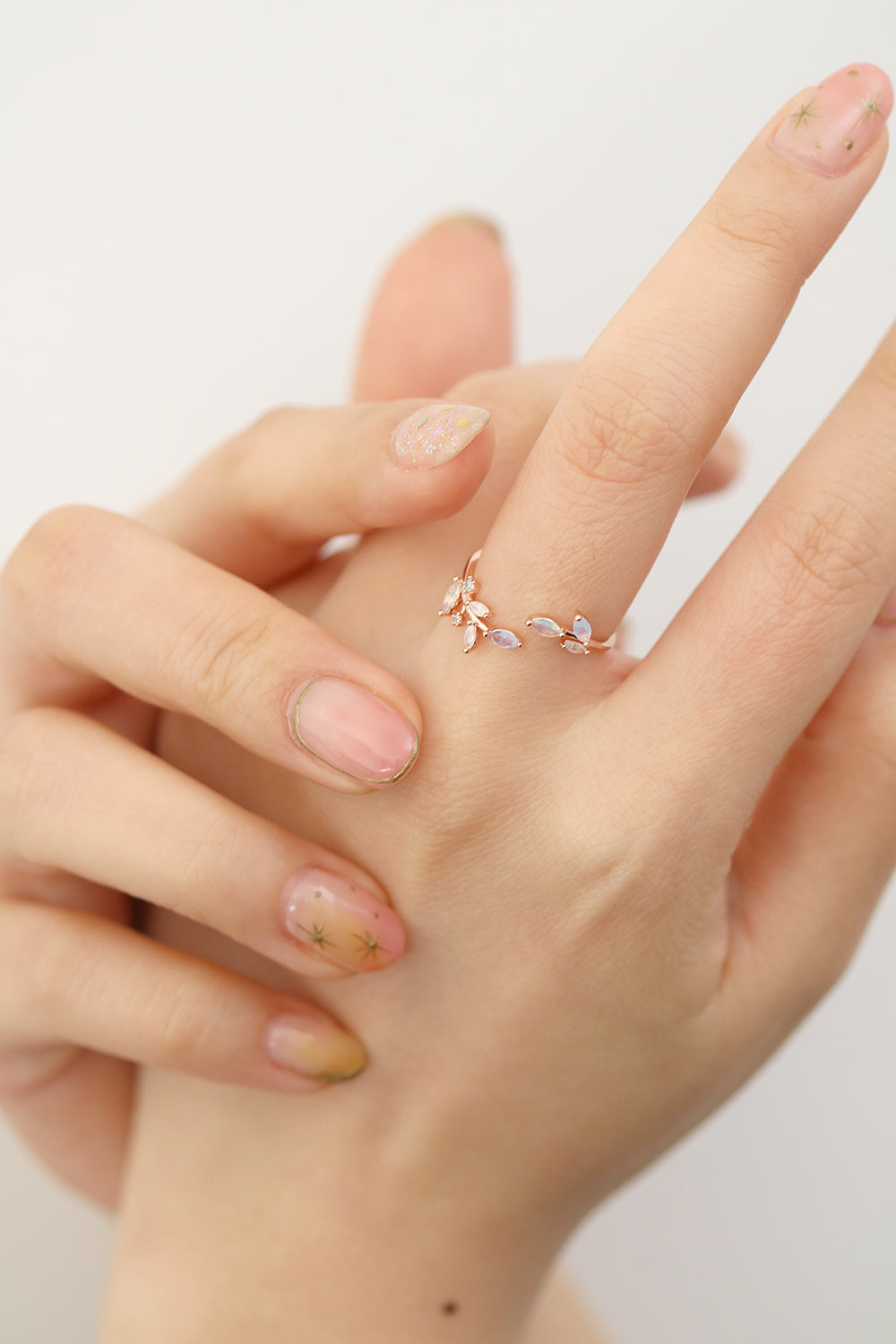 Moonstone laurel vine ring