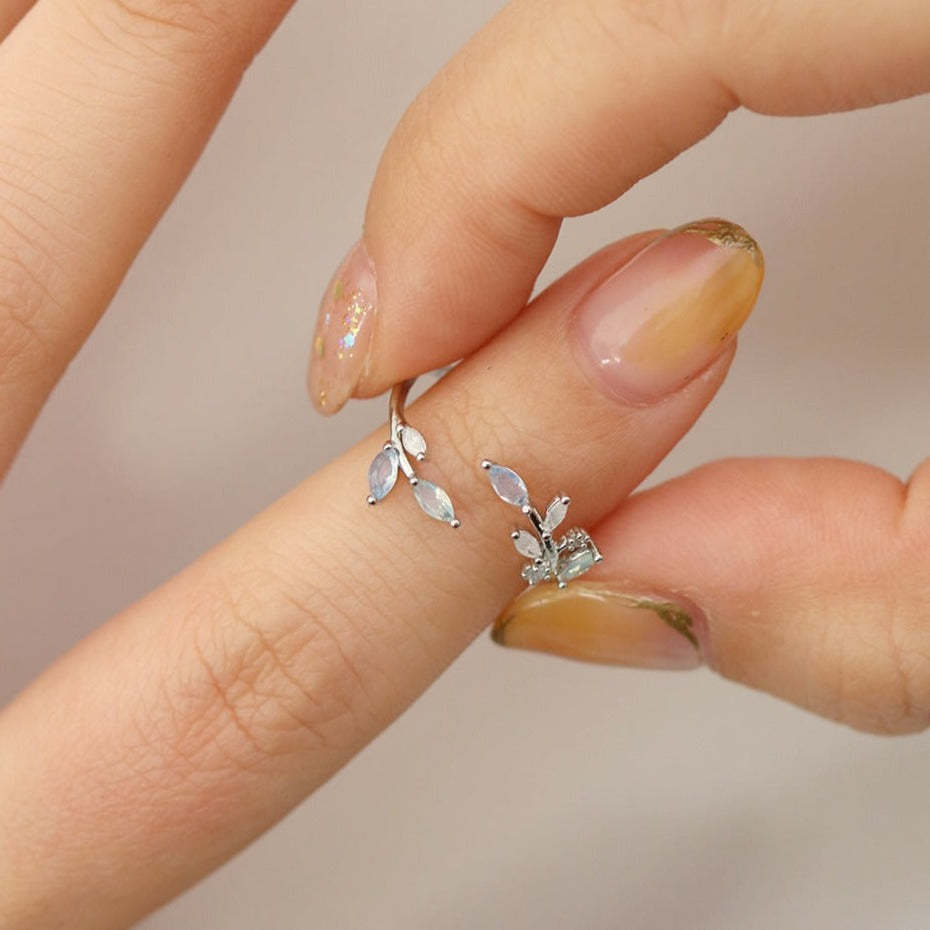 Moonstone laurel vine ring