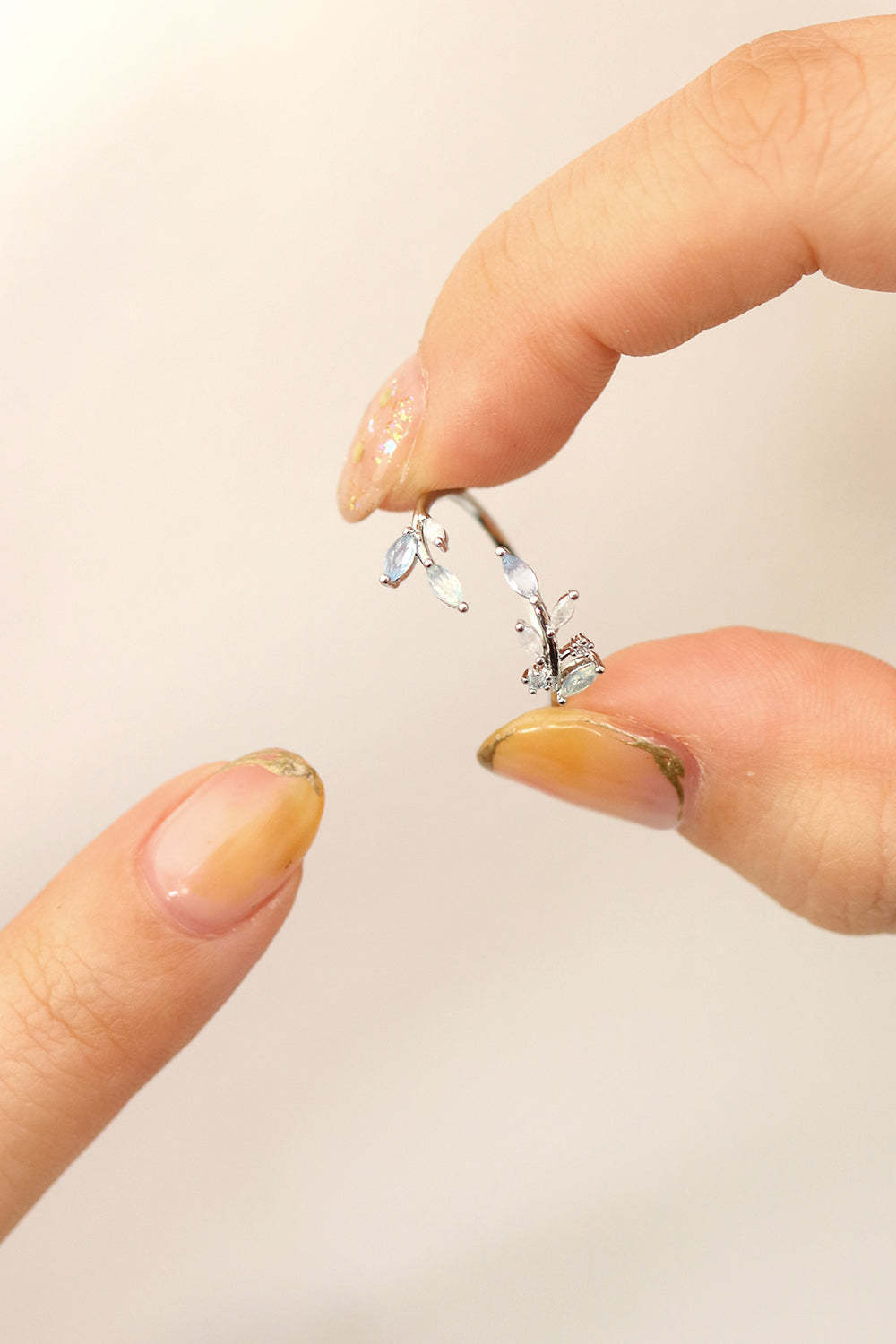 Moonstone laurel vine ring