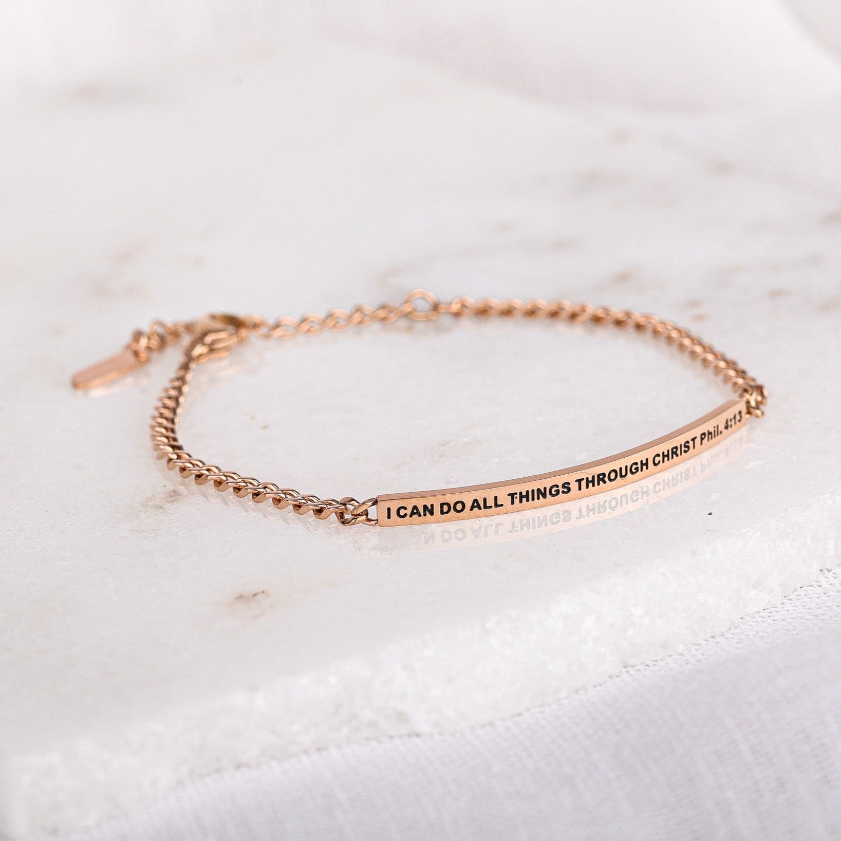 I CAN DO ALL THINGS THROUGH CHRIST- DAINTY CHAIN BRACELET