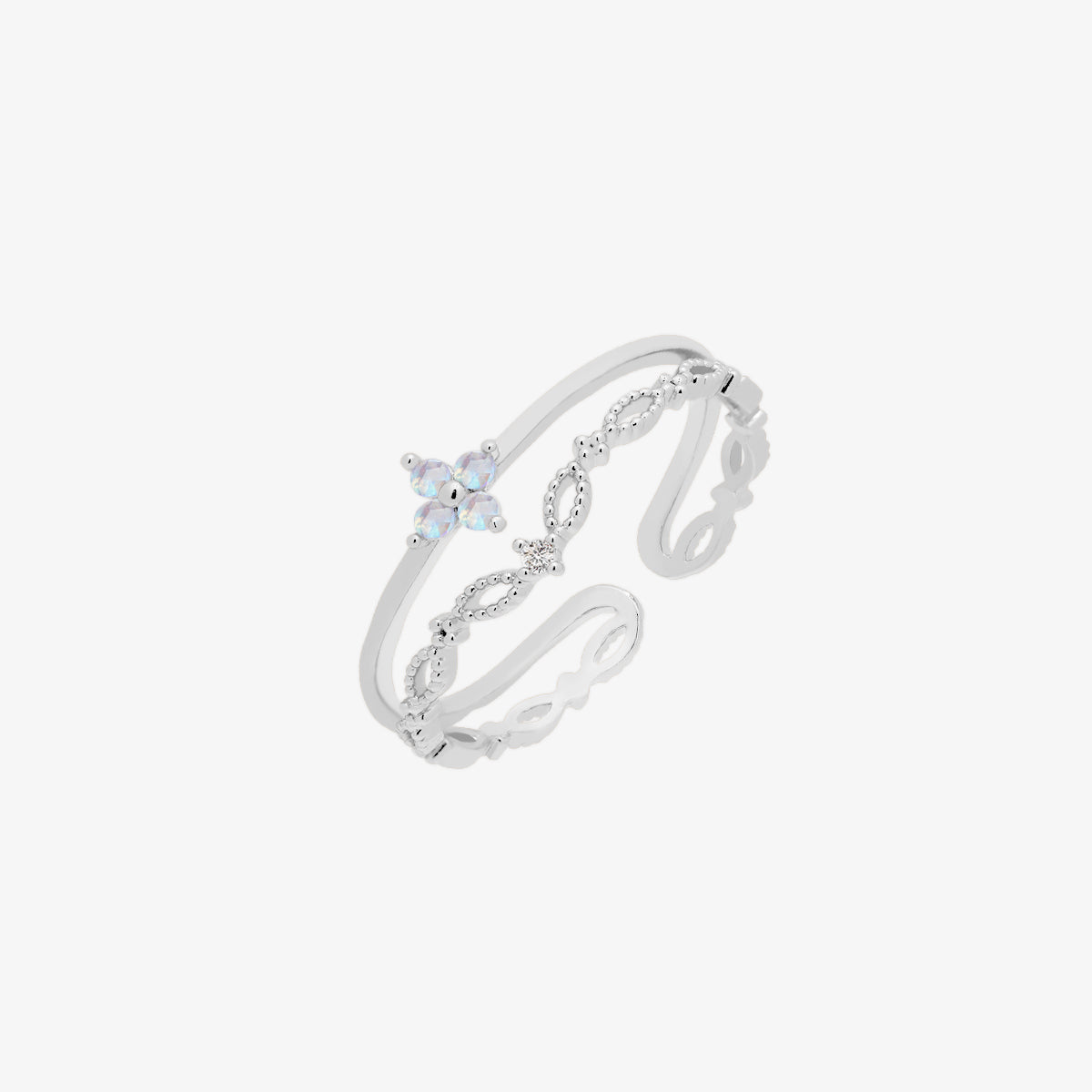 Double moonstone vine ring