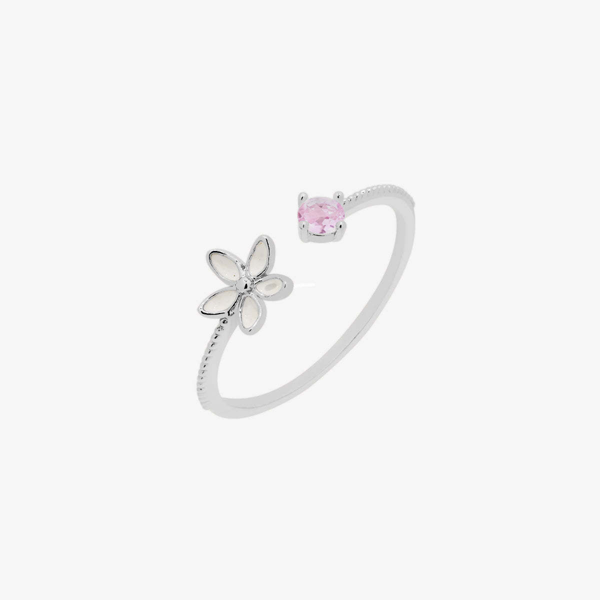 Pink cubic flower ring