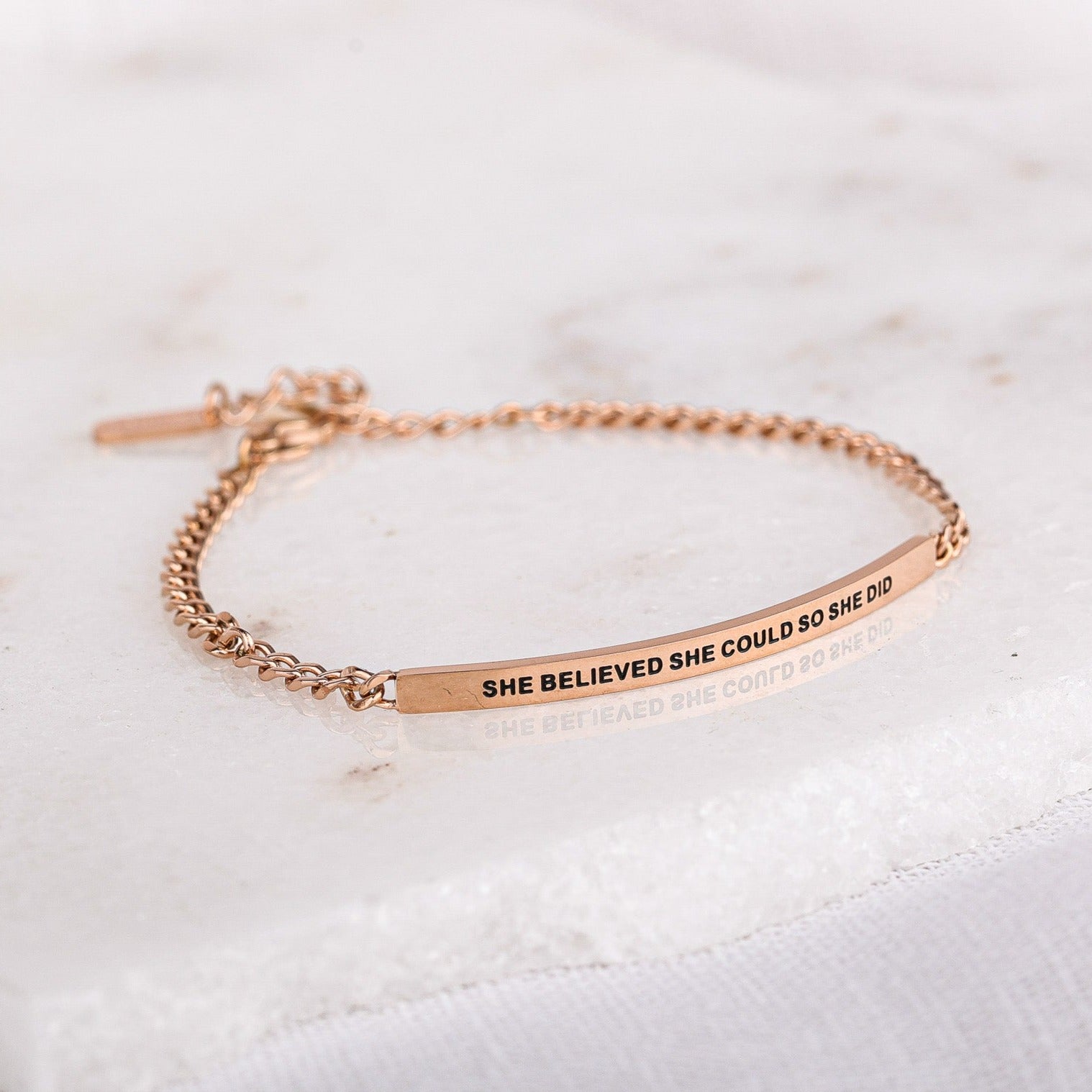 SHE BELIEVED SHE COULD SO SHE DID- DAINTY CHAIN BRACELET