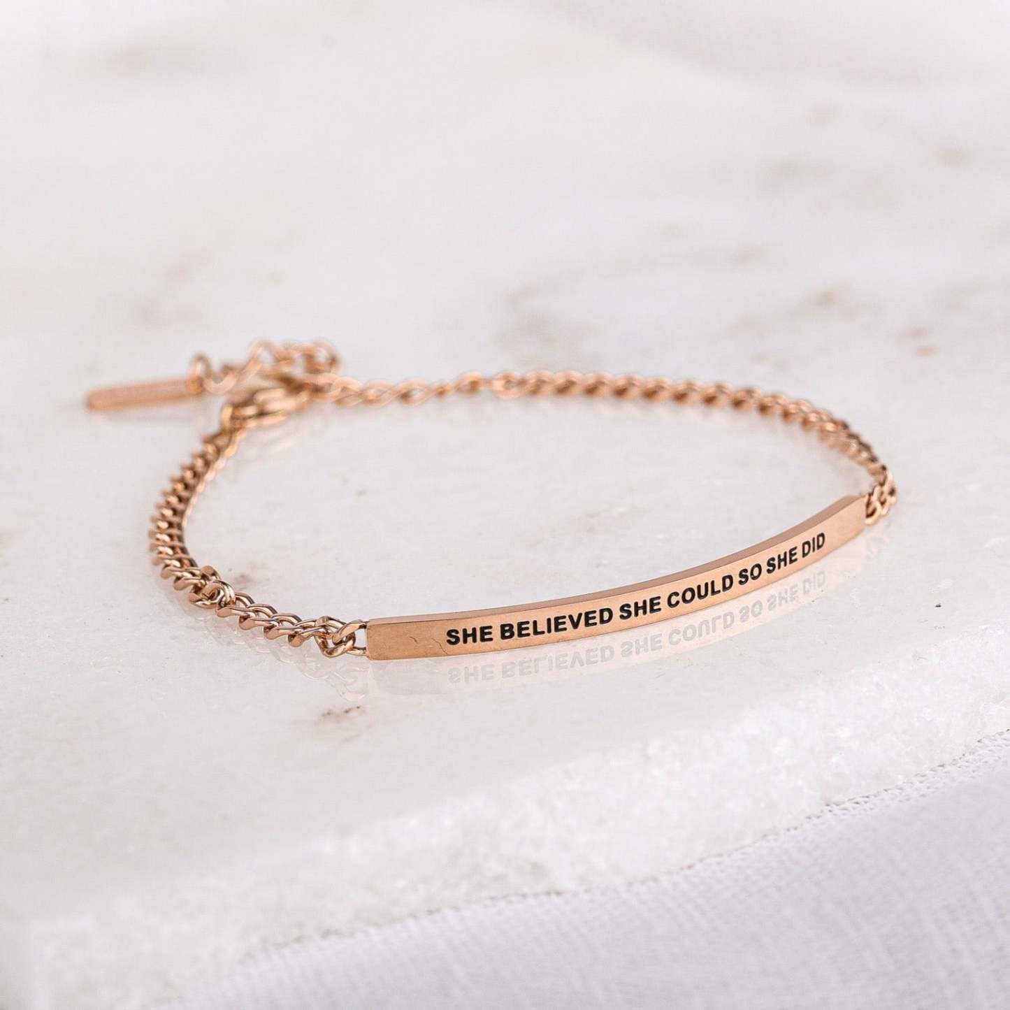 SHE BELIEVED SHE COULD SO SHE DID- DAINTY CHAIN BRACELET