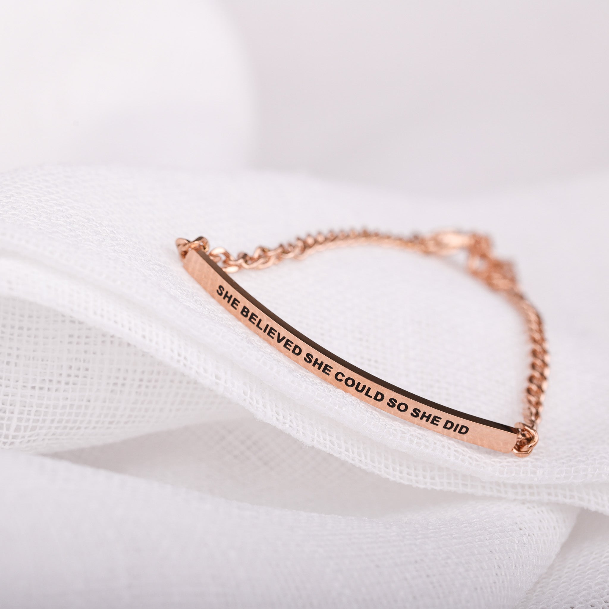 SHE BELIEVED SHE COULD SO SHE DID- DAINTY CHAIN BRACELET