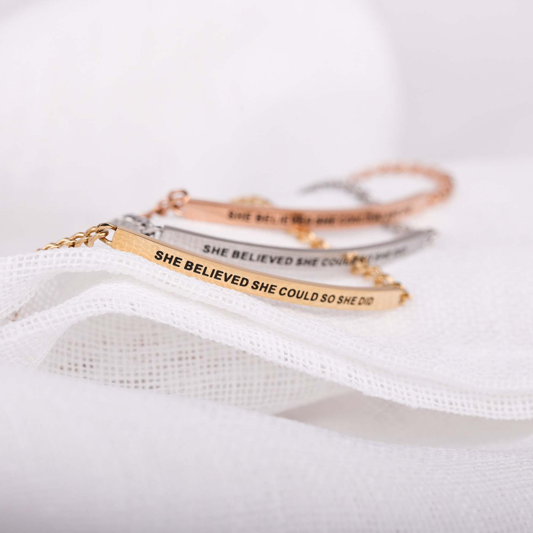 SHE BELIEVED SHE COULD SO SHE DID- DAINTY CHAIN BRACELET