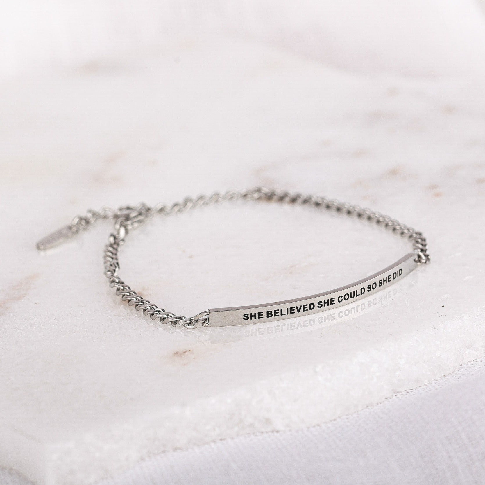 SHE BELIEVED SHE COULD SO SHE DID- DAINTY CHAIN BRACELET