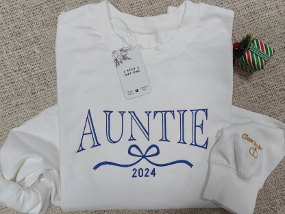 I Need A Diet Coke Custom Embroidered Auntie Sweatshirt With Initials On Sleeve