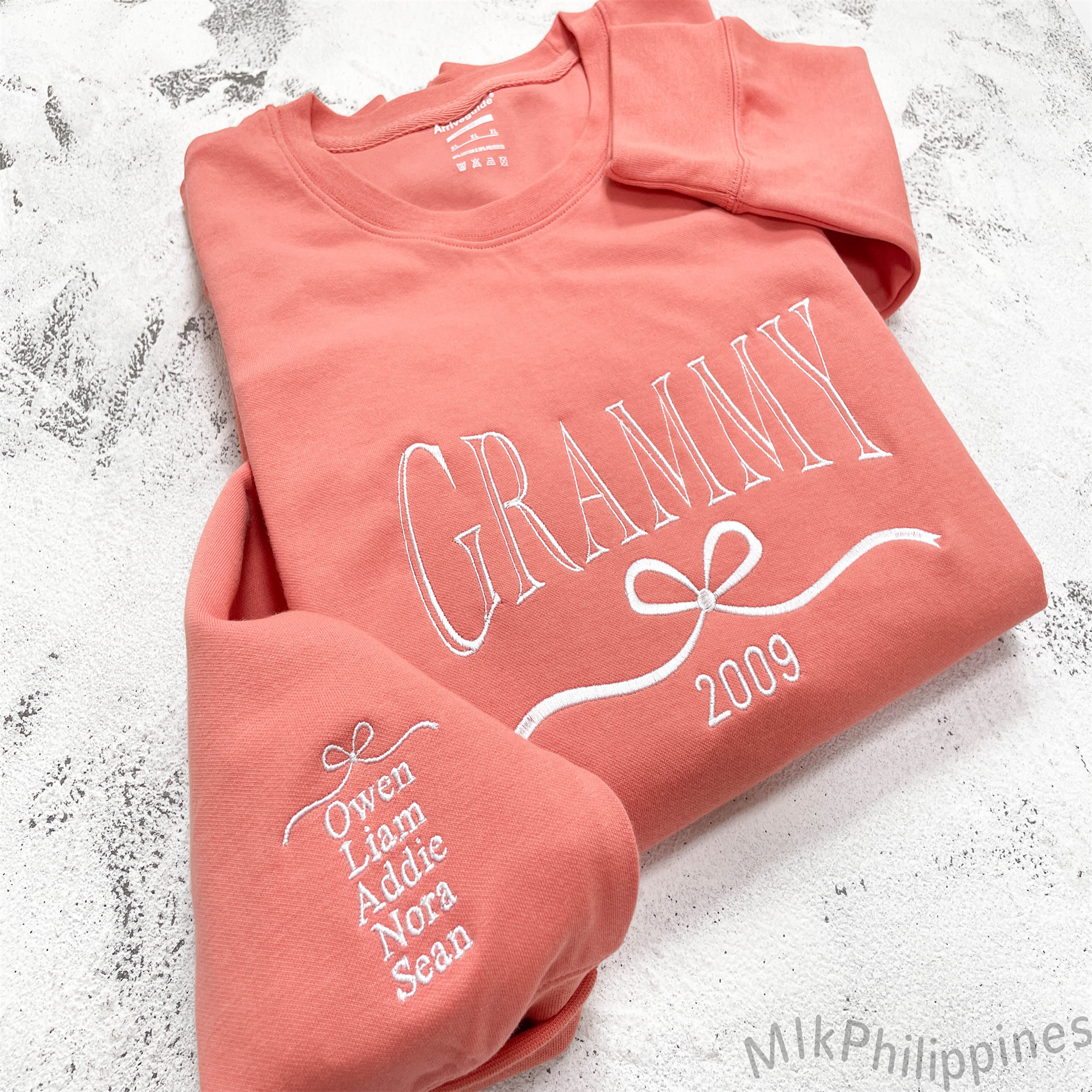 Auntie Embroidered Sweatshirt with Kids Name on Sleeve