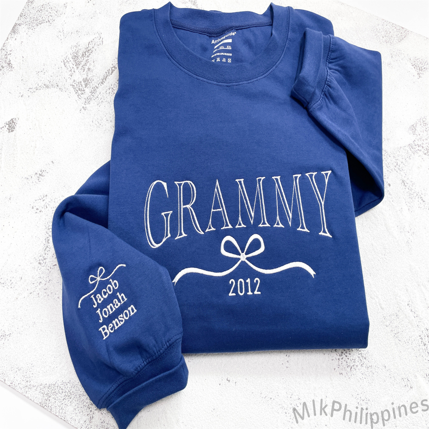 Auntie Embroidered Sweatshirt with Kids Name on Sleeve